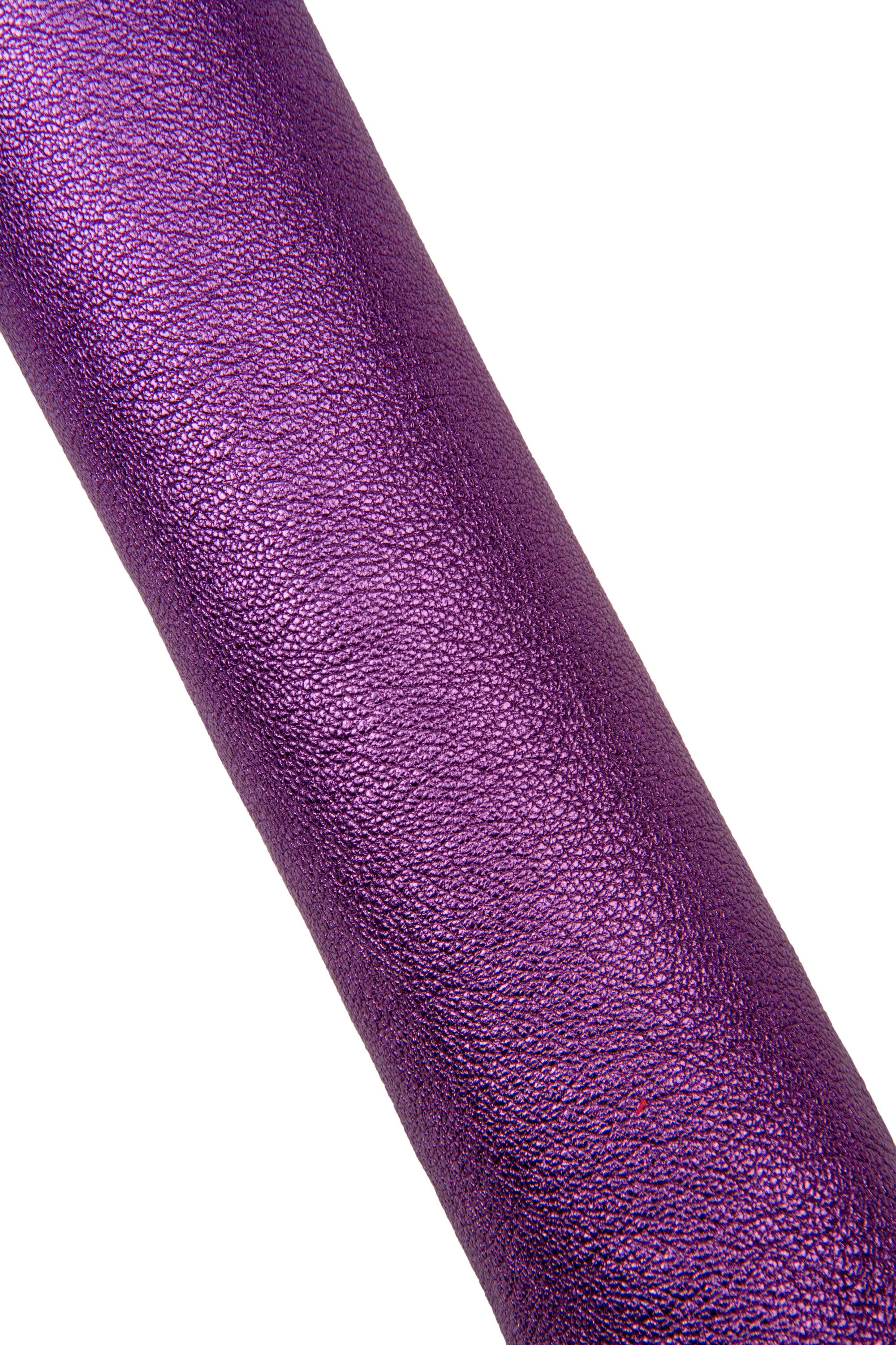 Purple leather skin, METALLIC tiny pebble GRAIN printed goatskin, soft sparkle hide for diy projects B17882-MT La Garzarara