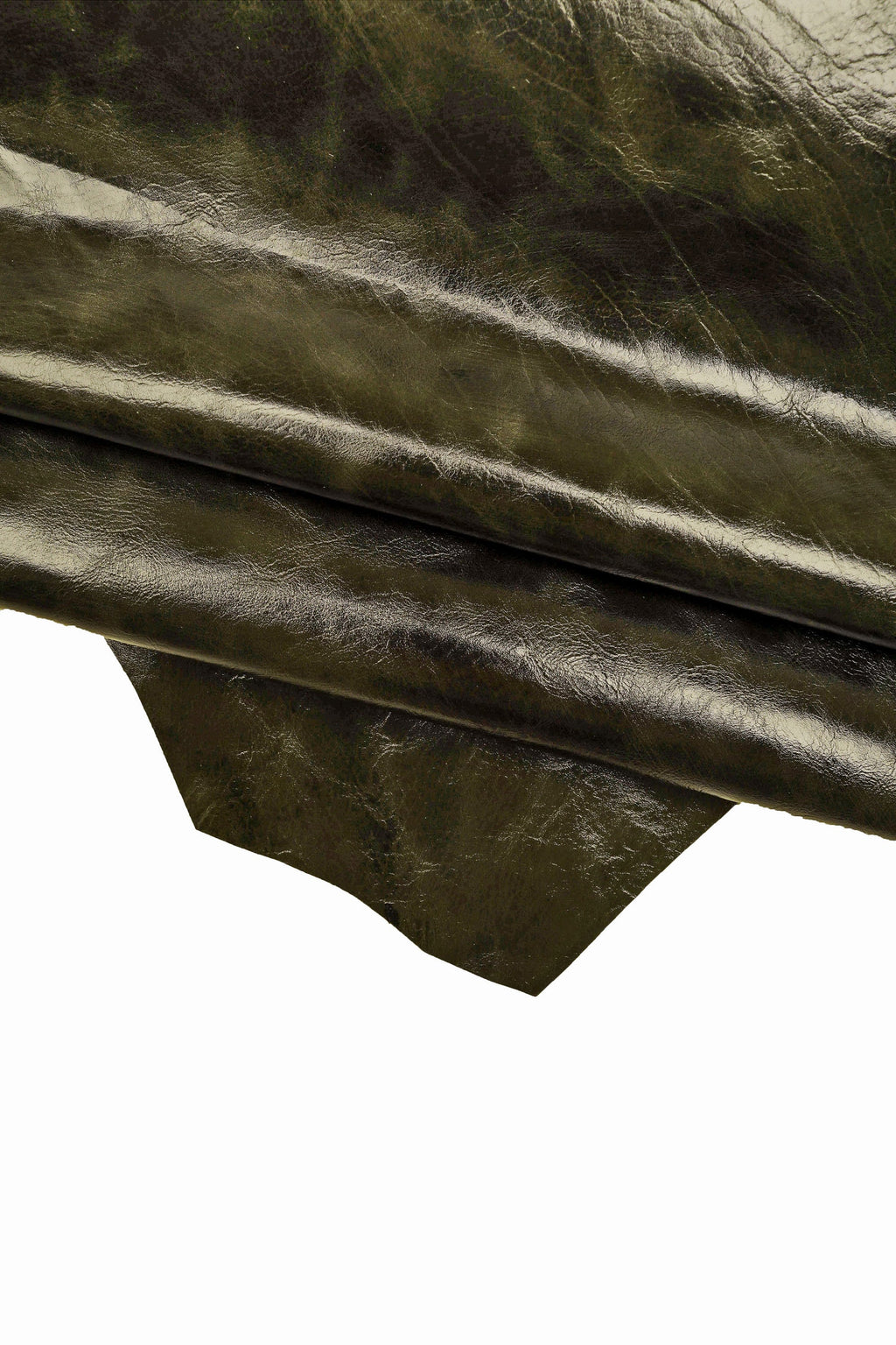 Dark green leather skin, glossy wrinkled goatskin, distressed sporty vintage hide, 0.7 - 0.8 mm B16363-VT La Garzarara