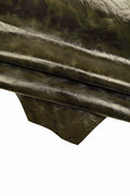 Dark green leather skin, glossy wrinkled goatskin, distressed sporty vintage hide, 0.7 - 0.8 mm B16363-VT La Garzarara
