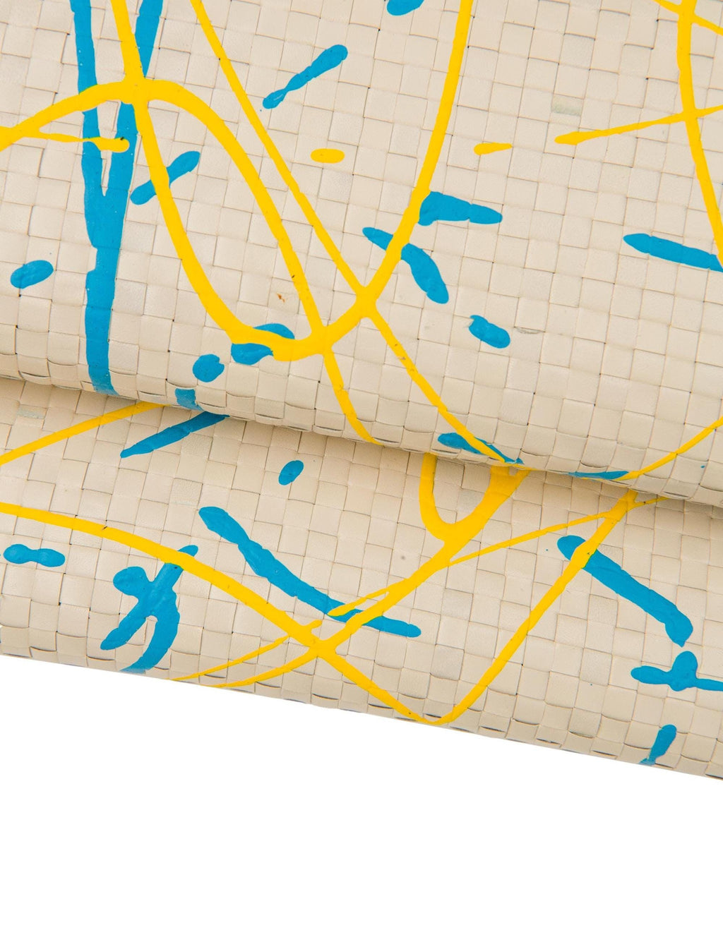 Multicolor BRAIDED leather hide, hand painted cowhide, splash print on calfskin B17757-DM La Garzarara