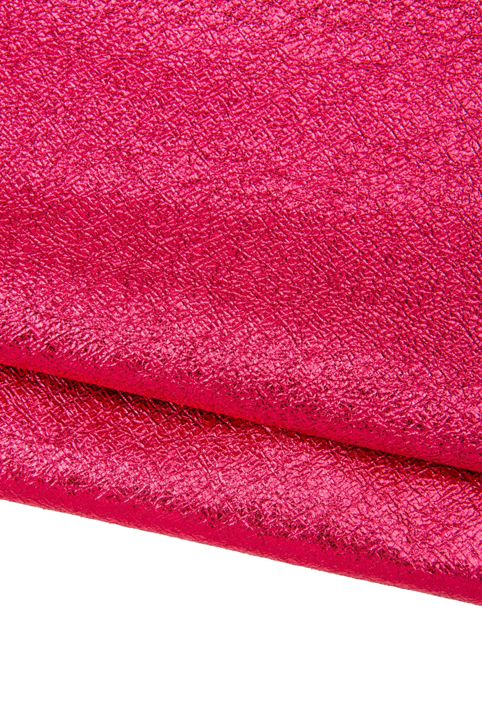 Red METALLIC leather skin, SPARKLE wrinkled goatskin, soft hide for diy projects B17658-MT La Garzarara