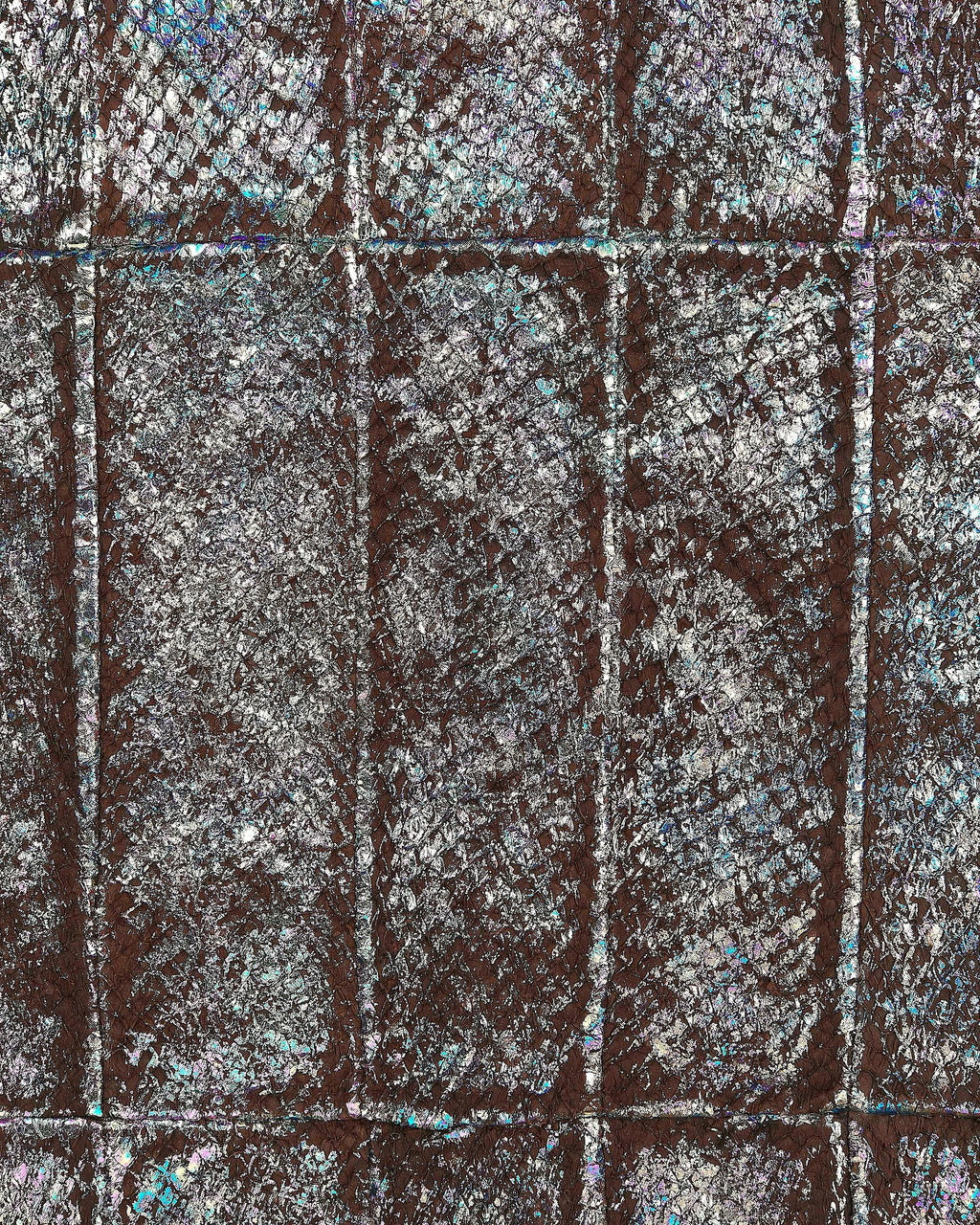 Brown HOLOGRAPHIC leather hide, multicolor metallic print on SALMON band, soft material B17899-MT(st) La Garzarara