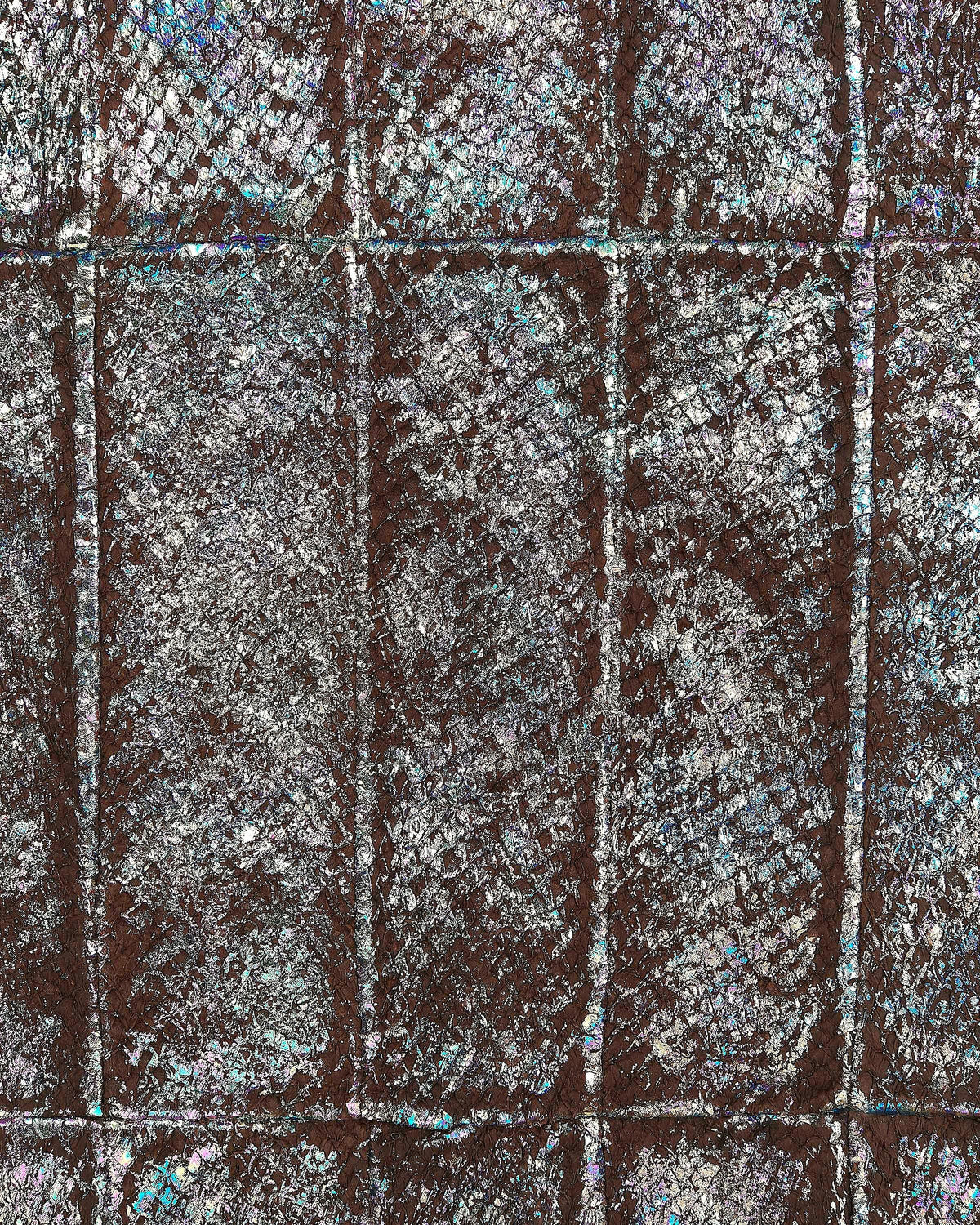 Brown HOLOGRAPHIC leather hide, multicolor metallic print on SALMON band, soft material B17899-MT(st) La Garzarara