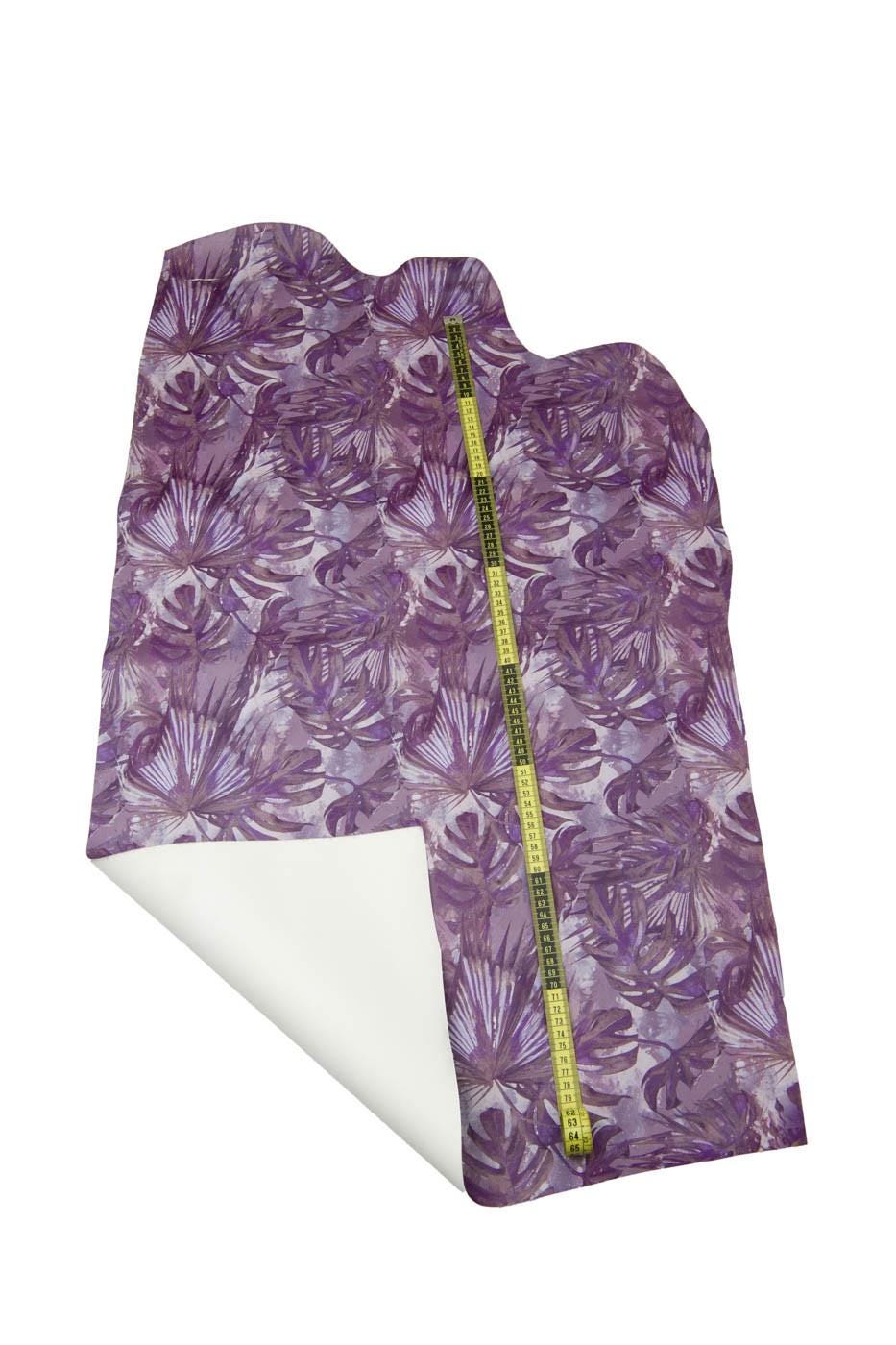 FLOWER printed leather hide, purple texture on SAFFIANO printed cowhide, stiff matt calfskin for crafting B17881-ST La Garzarara