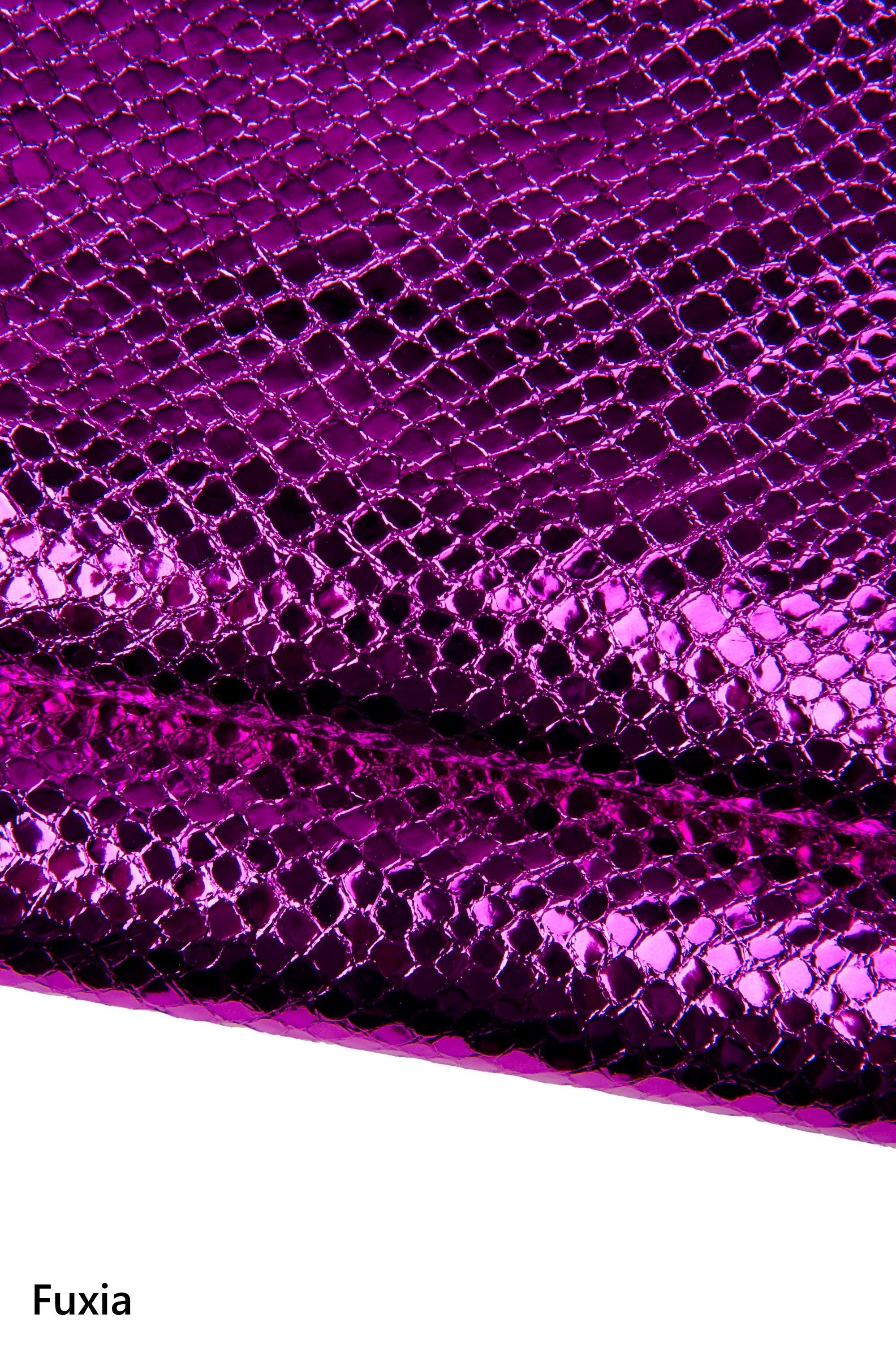 PYTHON printed leather skin, blue, fuchsia, burgundy, purple METALLIC goatskin hide for hobbyists B18029-MT(st) La Garzarara