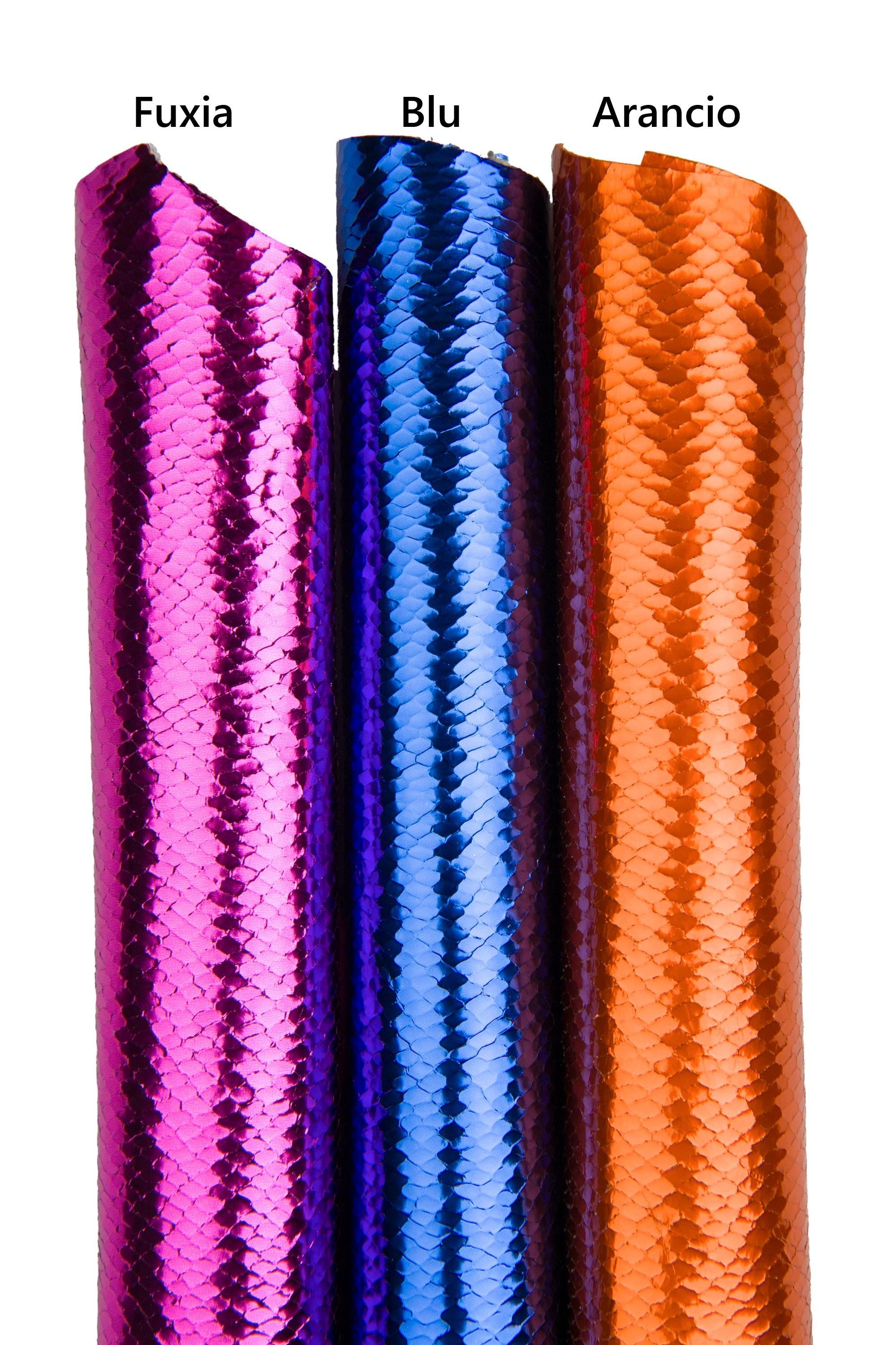 Mirror Python Leather Hide, Metallic Snake Embossed Leather skin, Glossy Fashion Leather for Bags B18024-MT La Garzarara