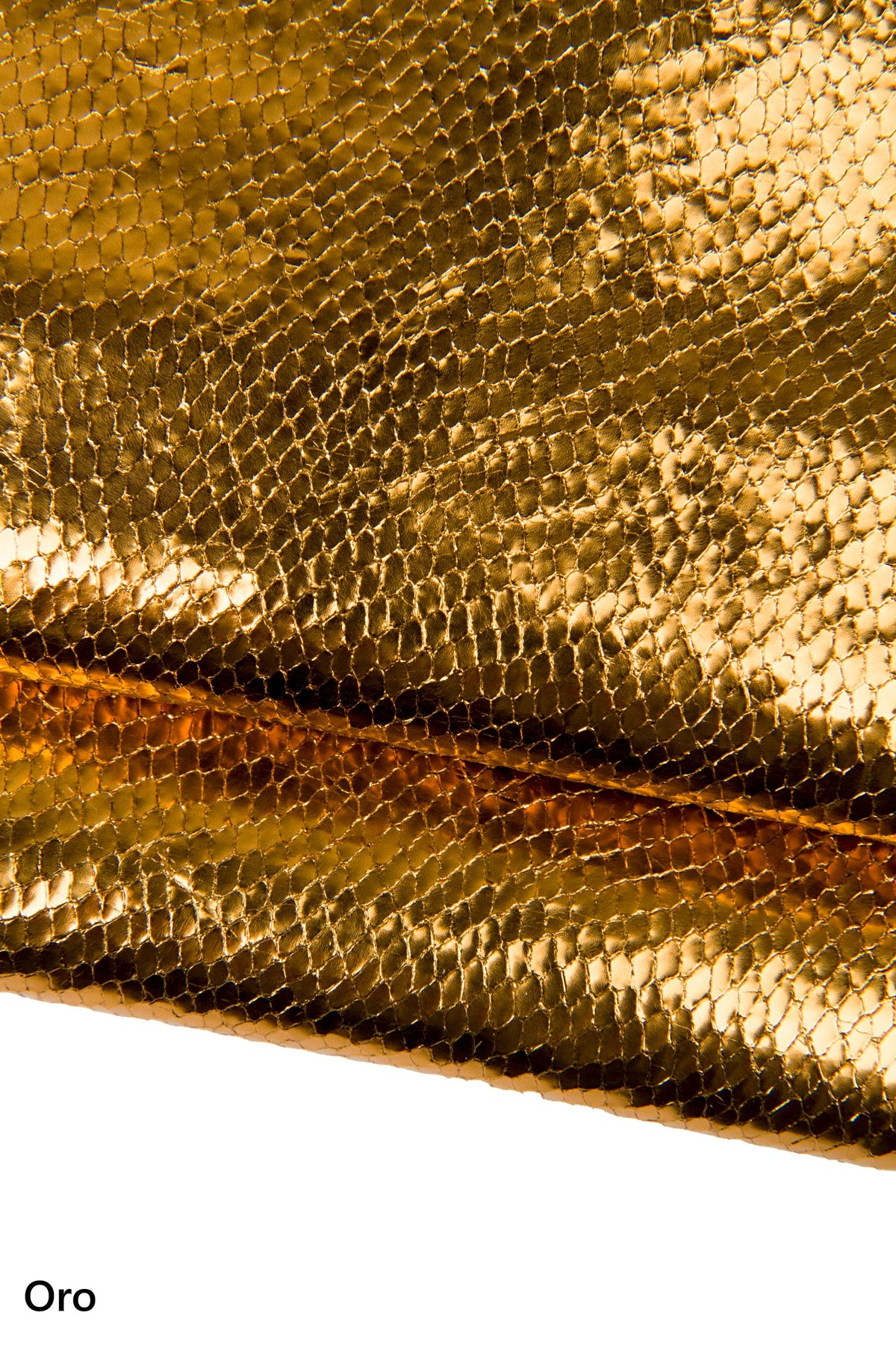 Mirror Snakeskin Leather Hide, Metallic Snake Print Skin, Iridescent Laminated pink, gold, dark red, brown reptile B18022-MT(st) LaGarzarara