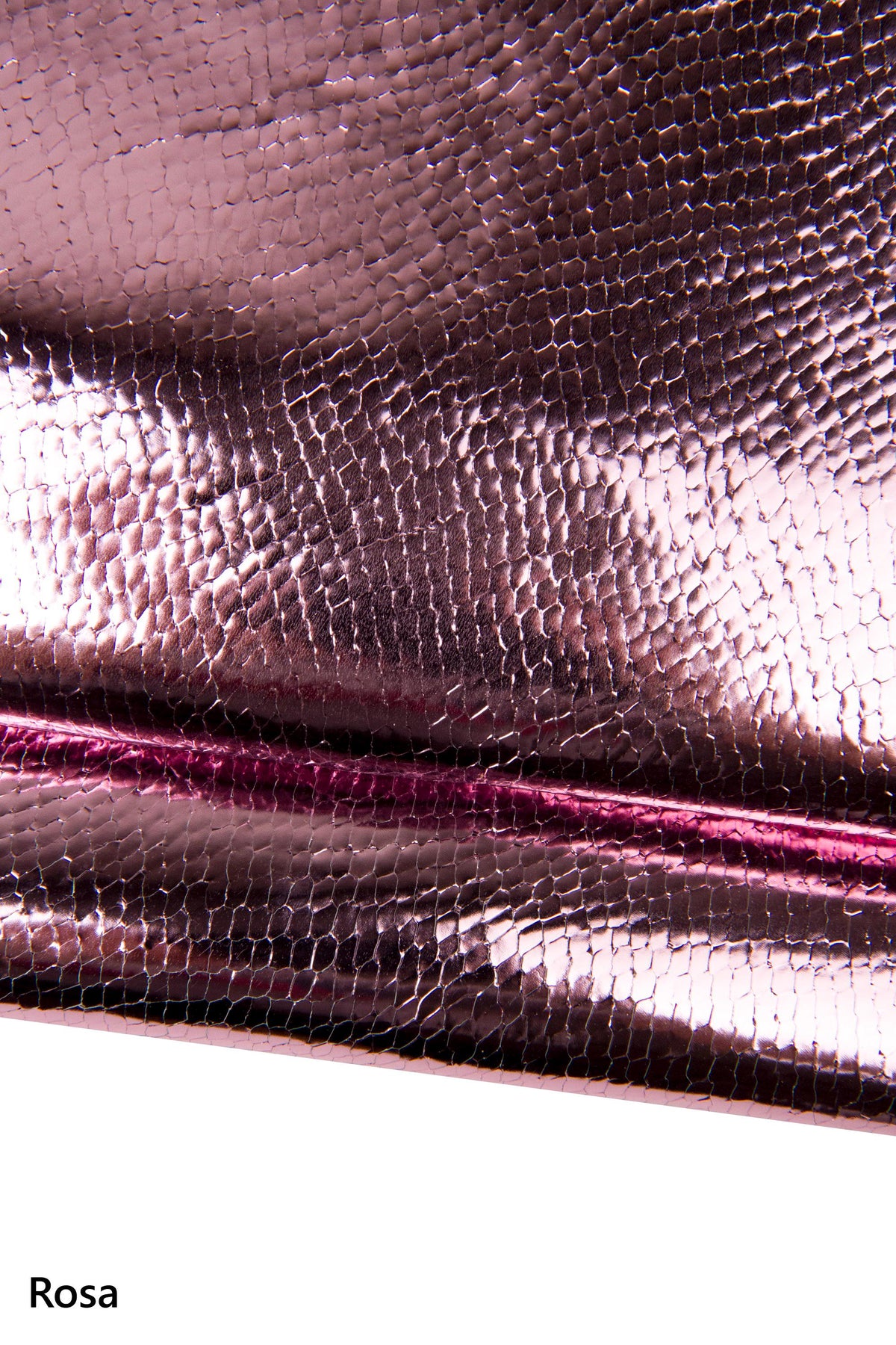 Mirror Snakeskin Leather Hide, Metallic Snake Print Skin, Iridescent Laminated pink, gold, dark red, brown reptile B18022-MT(st) LaGarzarara