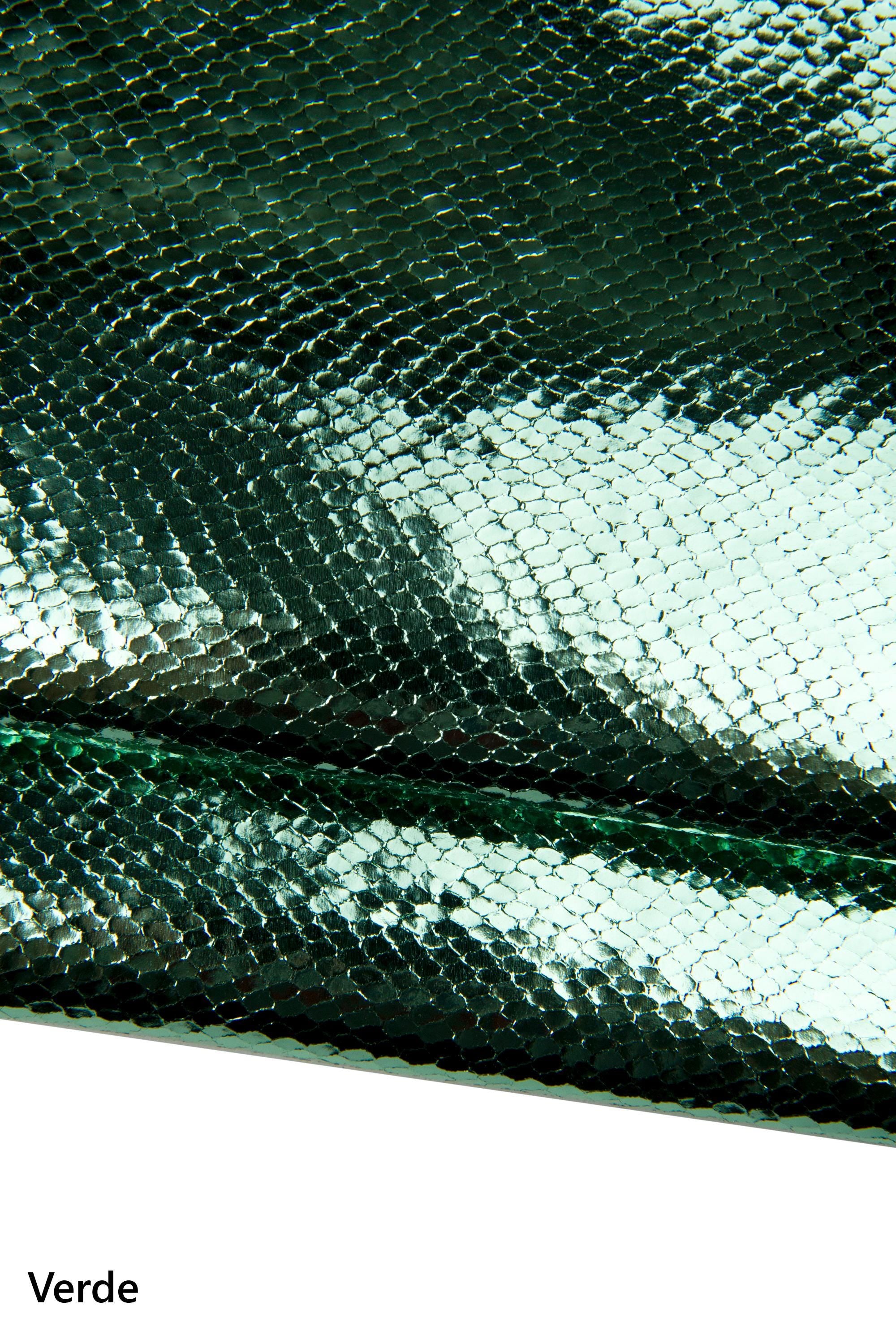 Electric blue metallic REPTILE leather skin, blue metallic python snakeskin, GLOSSY elegant hide B18023-MT(st) La Garzarara