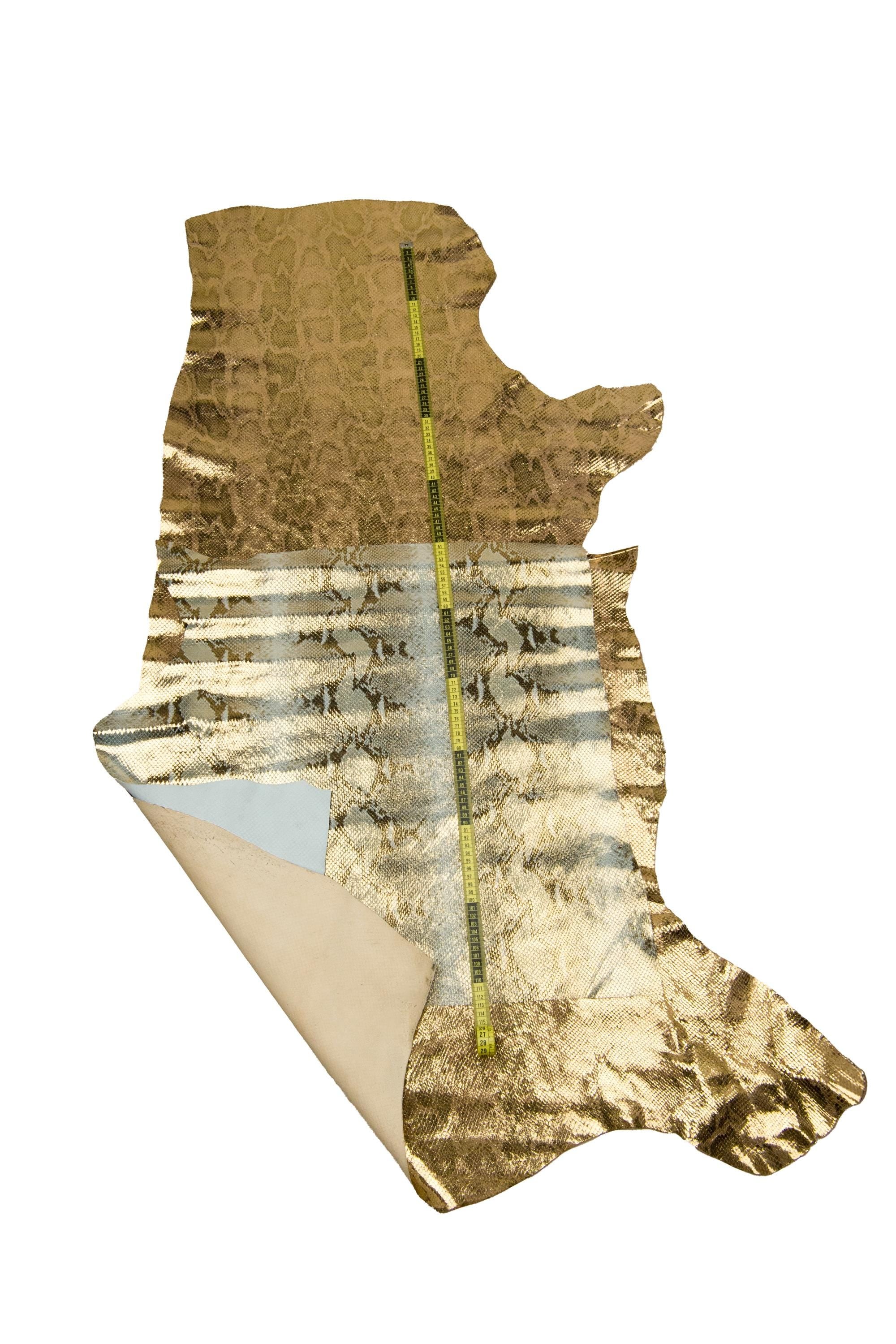 Satin Snakeskin leather hides, biscuit stone reptile snake printed soft Python printon cow B17967-MT(st) La Garzarara