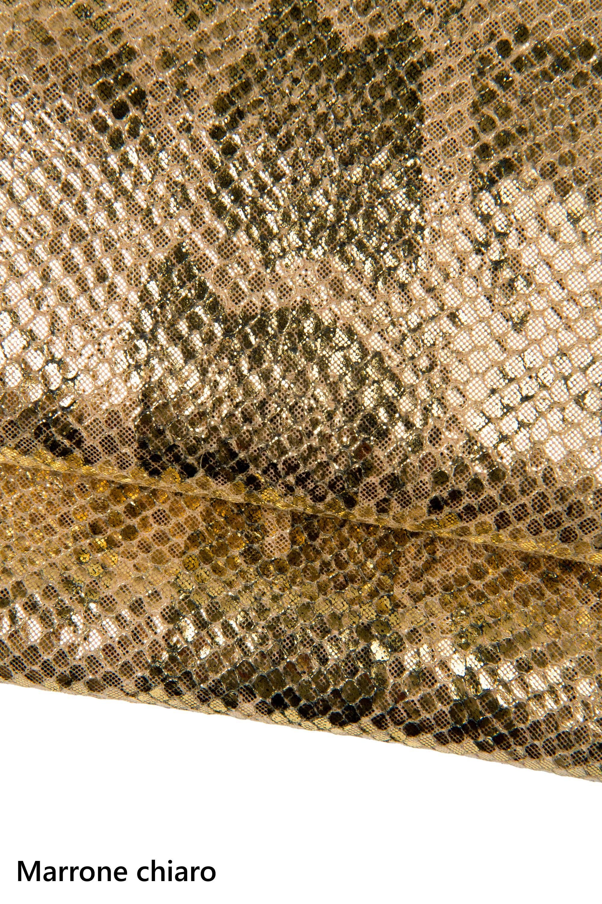 Satin Snakeskin leather hides, biscuit stone reptile snake printed soft Python printon cow B17967-MT(st) La Garzarara