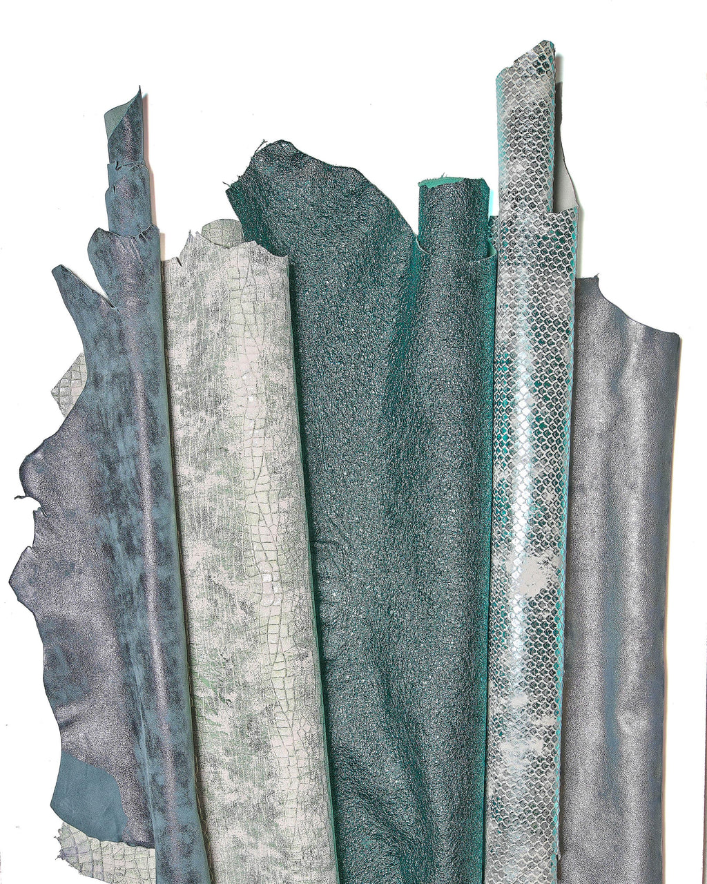 Green Blue Leather hides Set, Metallic Printed and Textured Full Leather skins, RANDOM assortment B18127-MT(st) La Garzarara