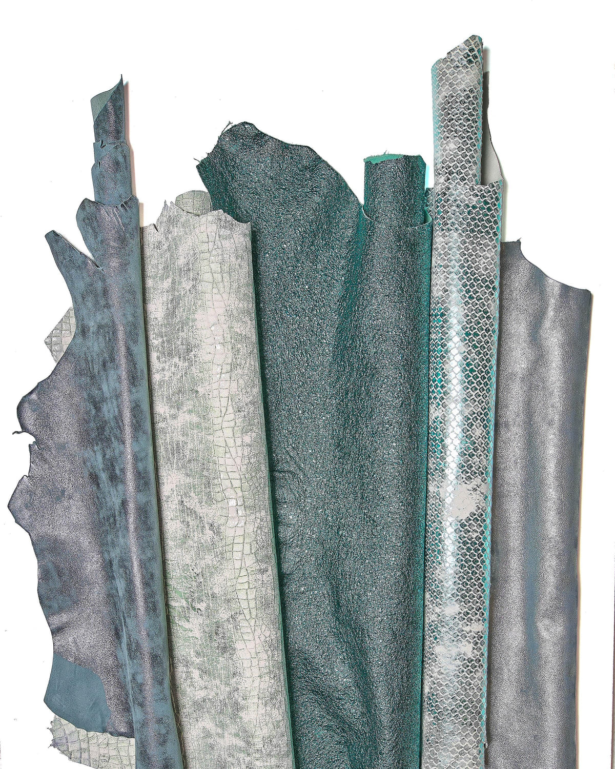 Green Blue Leather hides Set, Metallic Printed and Textured Full Leather skins, RANDOM assortment B18127-MT(st) La Garzarara
