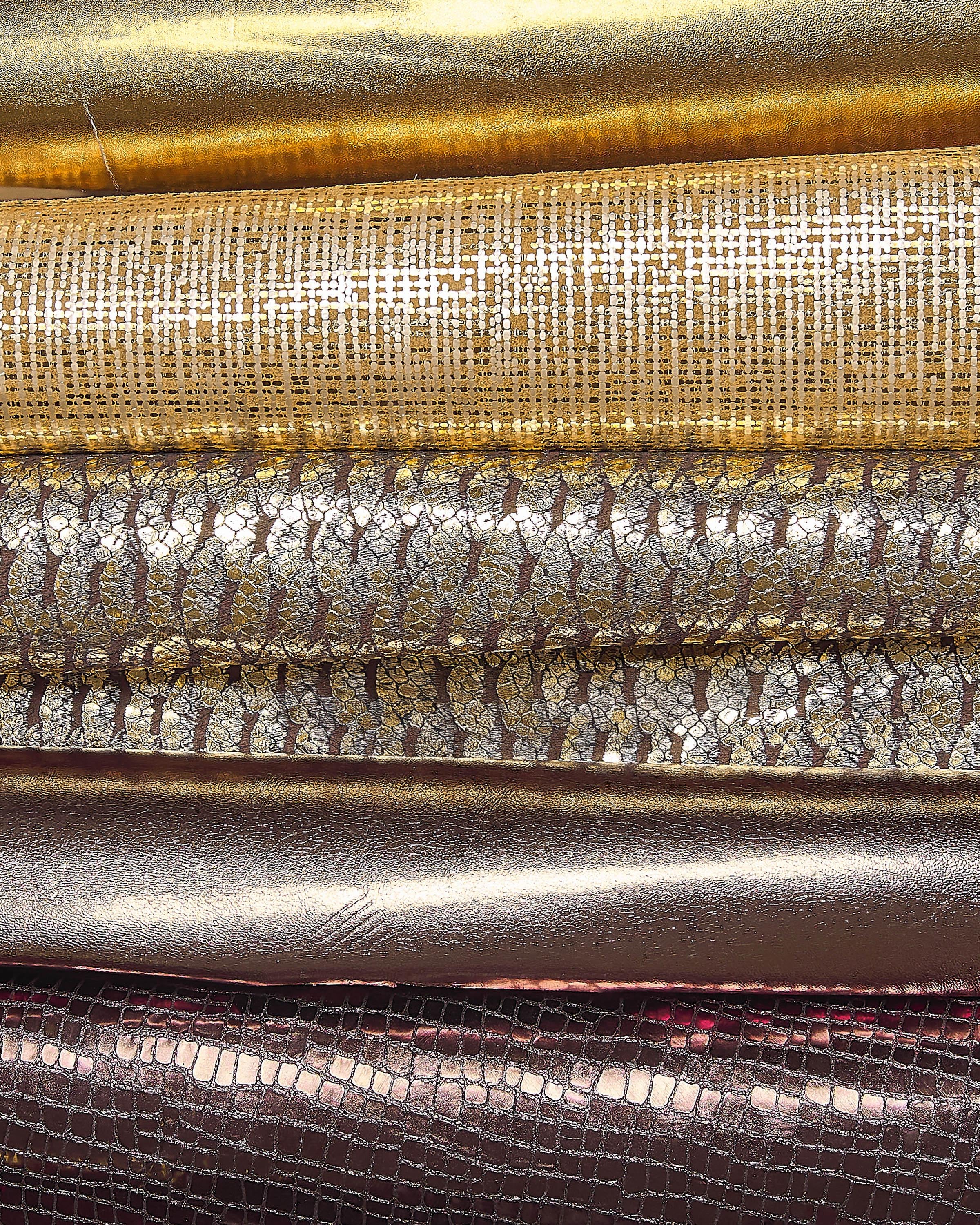 GOLD BRONZE matching leather skins, assorted metallic printed matching hides for DIY projects as per pictures B18131-mt(st) La Garzarara