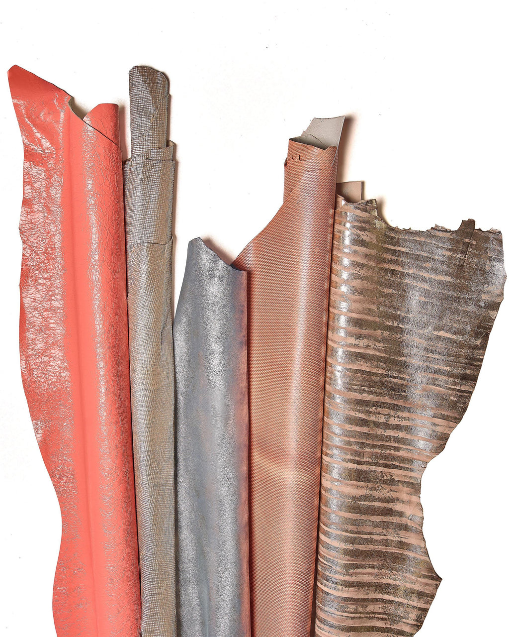 Premium leather set Light gold and Pink skins, soft metallic printed textured hides leather for DIY projects, random mix B18143-MT(st)