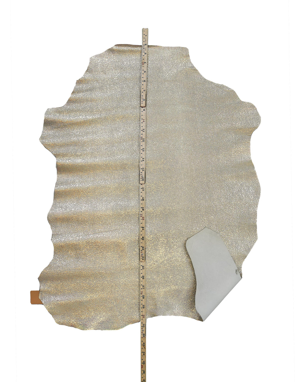 Light gold HOLOGRAPHIC leather skin, CRACKLED printed metallic goatskin, metallic soft hide for diy projects B17256-MT(st) La Garzarara