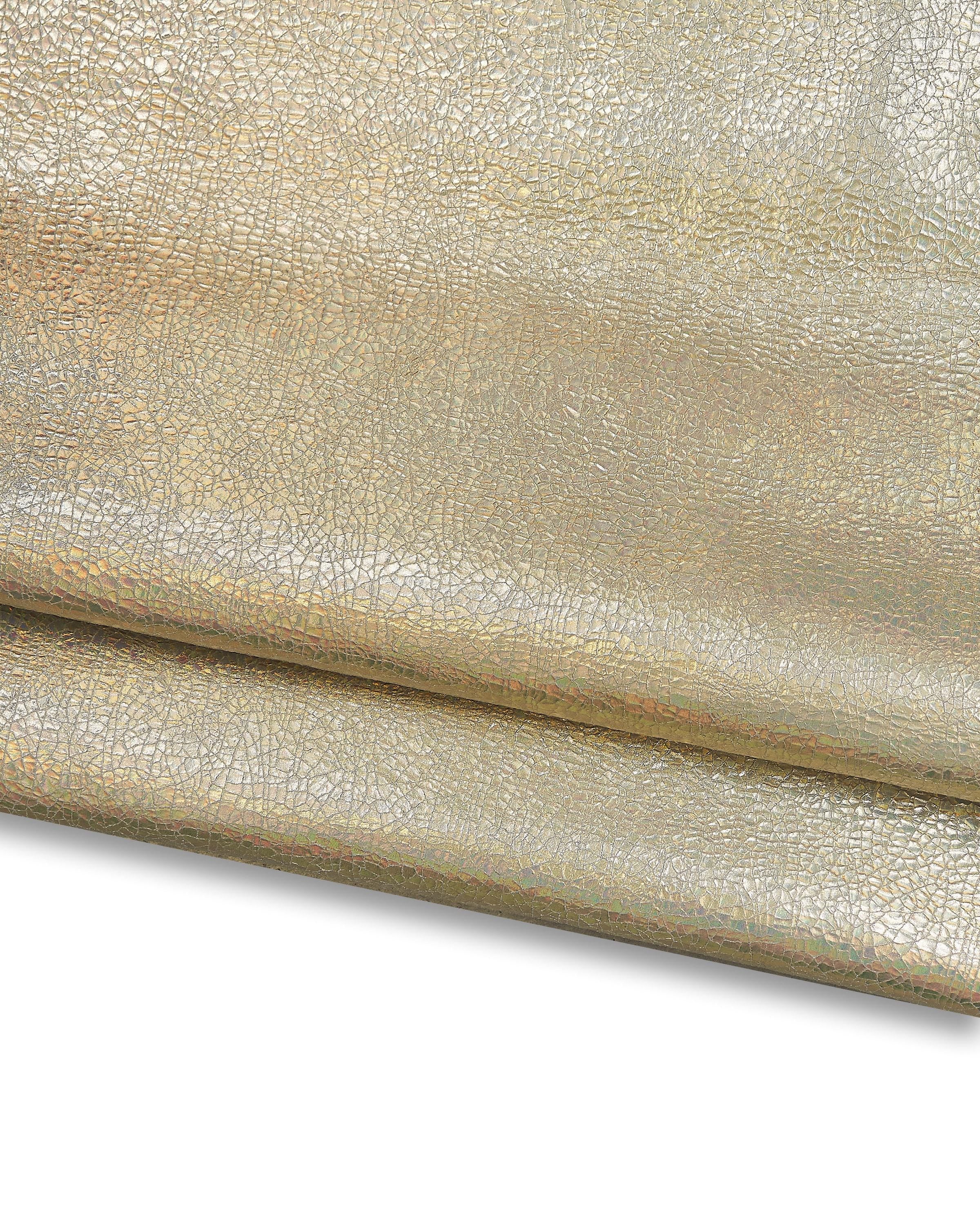 Light gold HOLOGRAPHIC leather skin, CRACKLED printed metallic goatskin, metallic soft hide for diy projects B17256-MT(st) La Garzarara