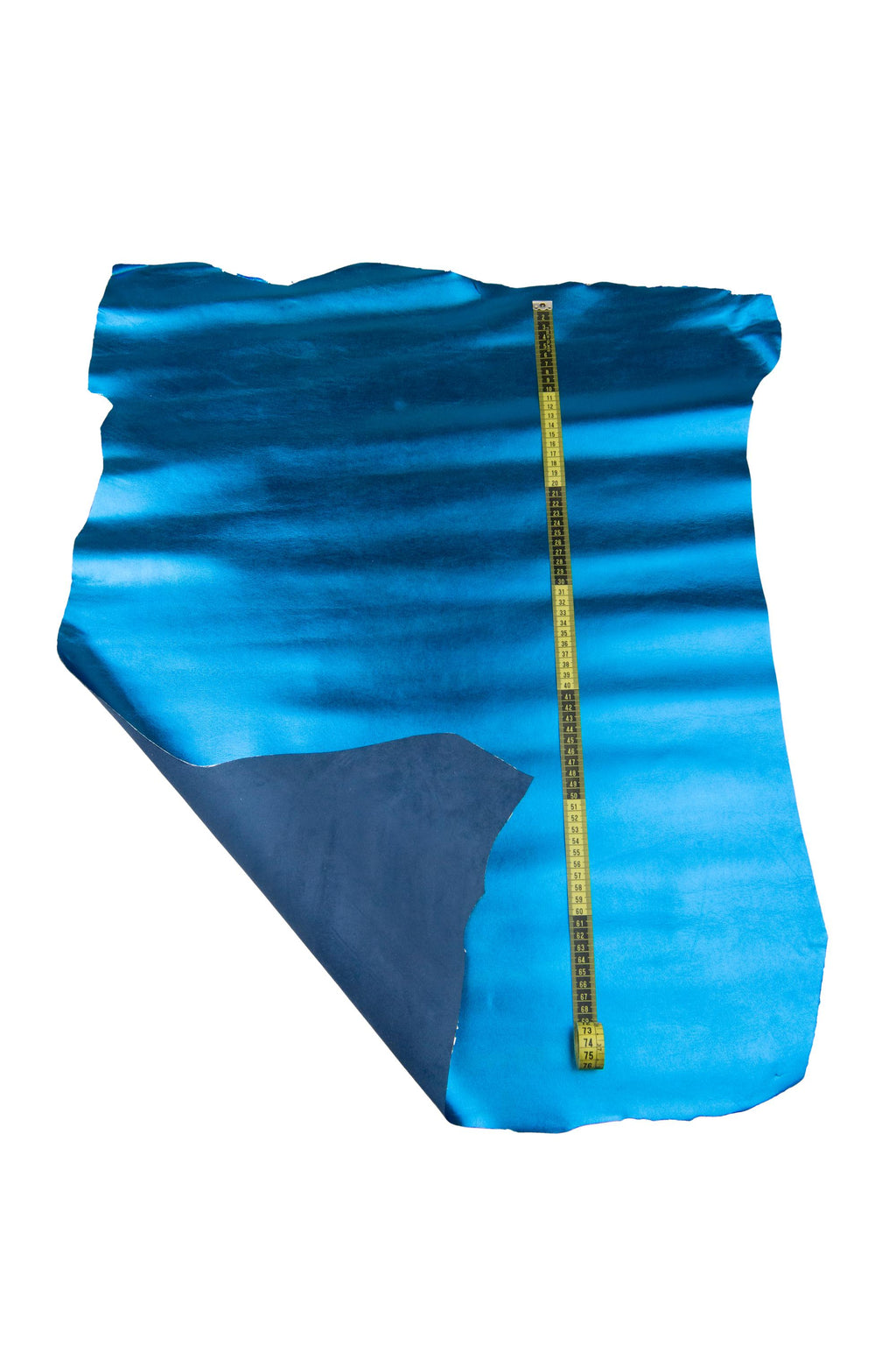 Electric BLUE leather skin, smooth METALLIC goatskin, glossy sparkle bright soft hide B18004-MT
