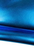 Electric BLUE leather skin, smooth METALLIC goatskin, glossy sparkle bright soft hide B18004-MT