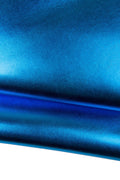 Electric BLUE leather skin, smooth METALLIC goatskin, glossy sparkle bright soft hide B18004-MT