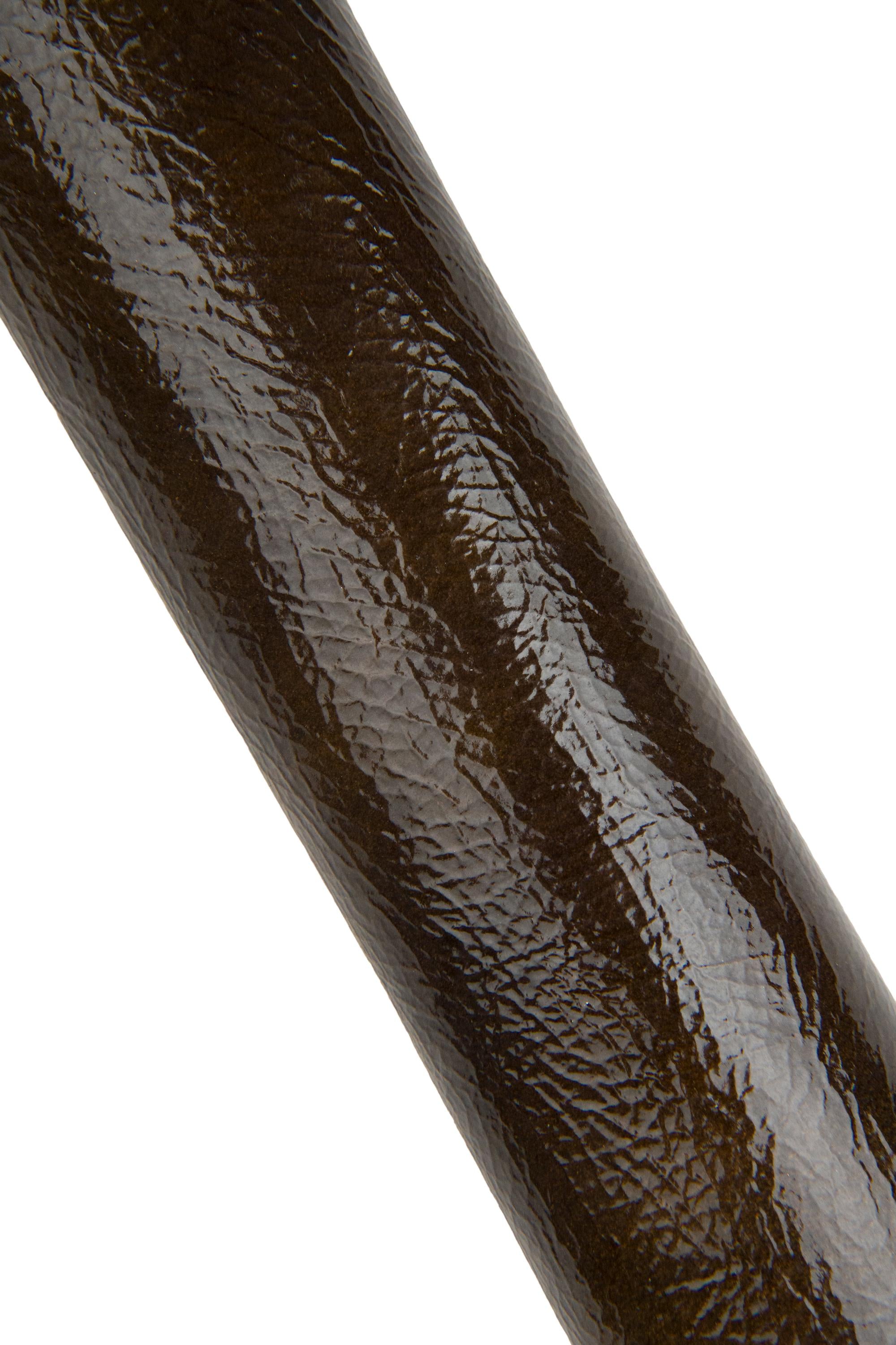 Brown green PATENT leather hide, glossy grained goatskin skin shiny leather for handbags shoes B17949-TU La Garzarara