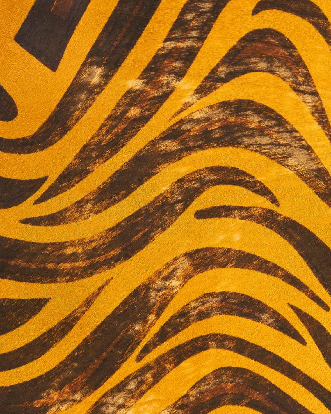 ZEBRA hair on leather hide, yellow - brown animal pattern on PONY calfskin, distressed bleached soft cowhide B17267-CV La Garzarara