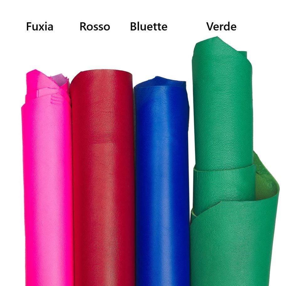 Fuchsia, bluette, green, dark red, smooth leather skin, soft NAPPA sheepskin ideal for crafting B17278-TU La Garzarara