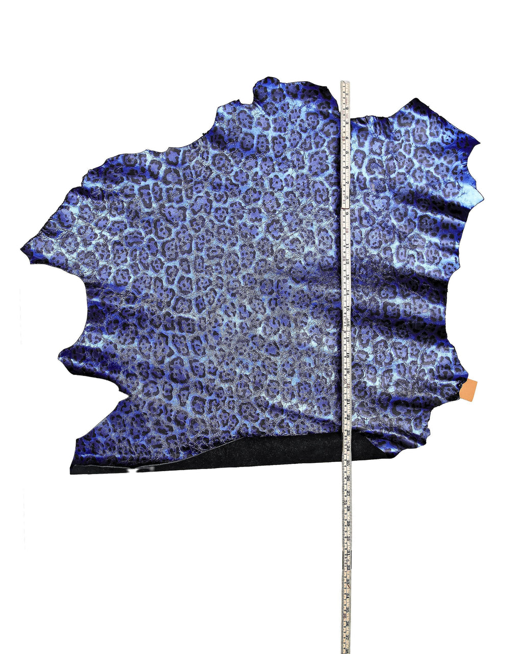 Blue LEOPARD leather hide metallic laminated, iridescent shiny animal print leather skin, electric blue fashionB18204-MT(st) La Garzarara