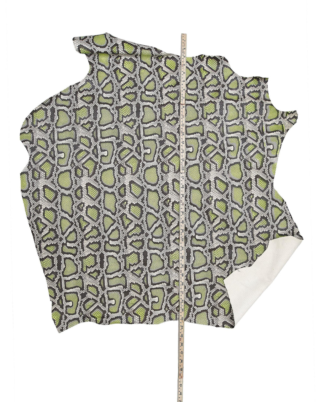 Black grey and NEON yellow, python printed leather hide, reptile SNAKE textured goatskin glossy soft hides for hobbyists B18200-ST