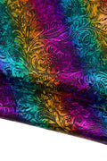 MULTICOLOR FLORAL leather hide, iridescent charro embossed metallic vintage slightly faded rainbow effect on striped goatskin B18043-MT(st)