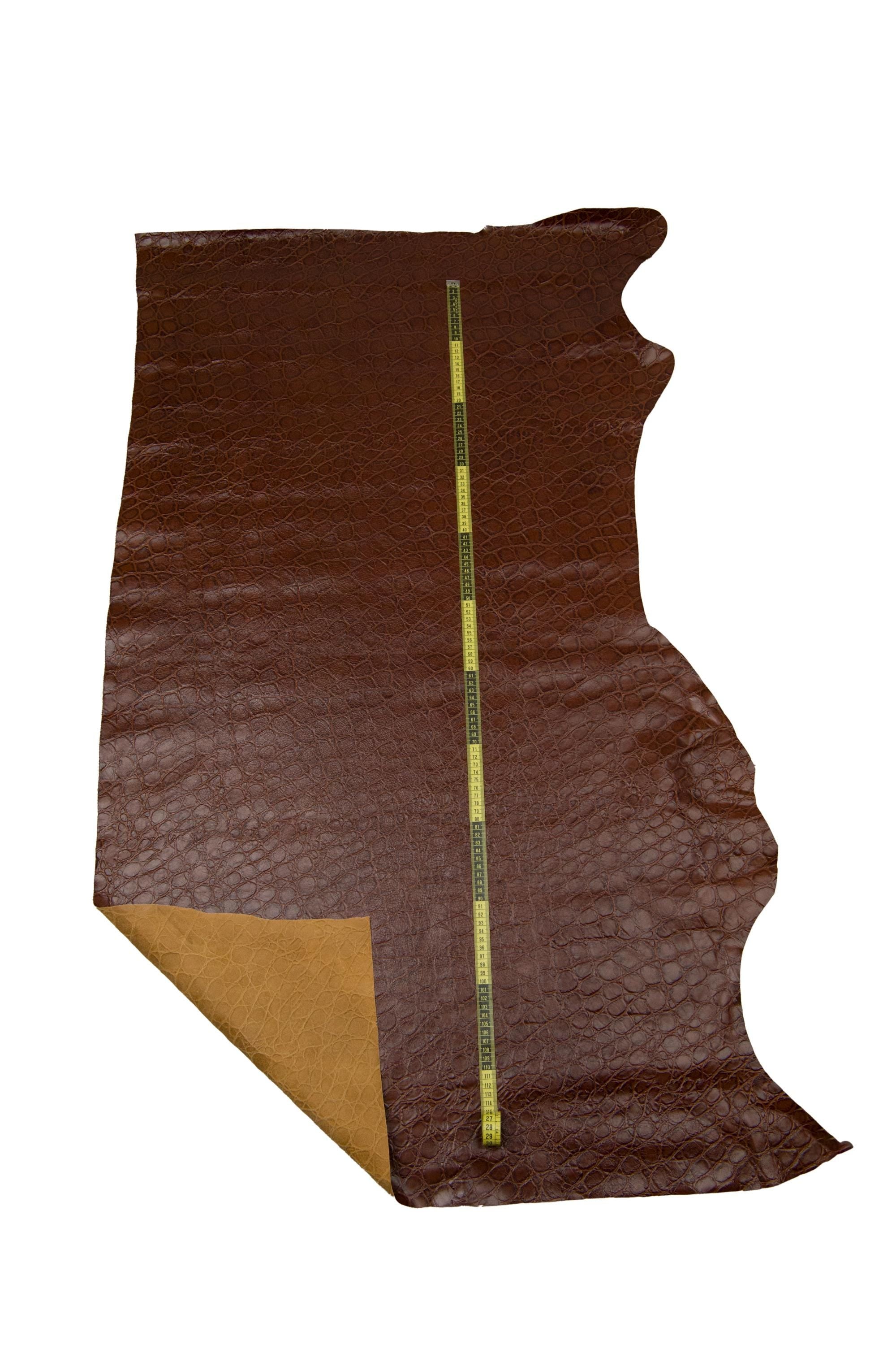 Cognac Brown CROC embossed leather hide B17984-ST La Garzarara