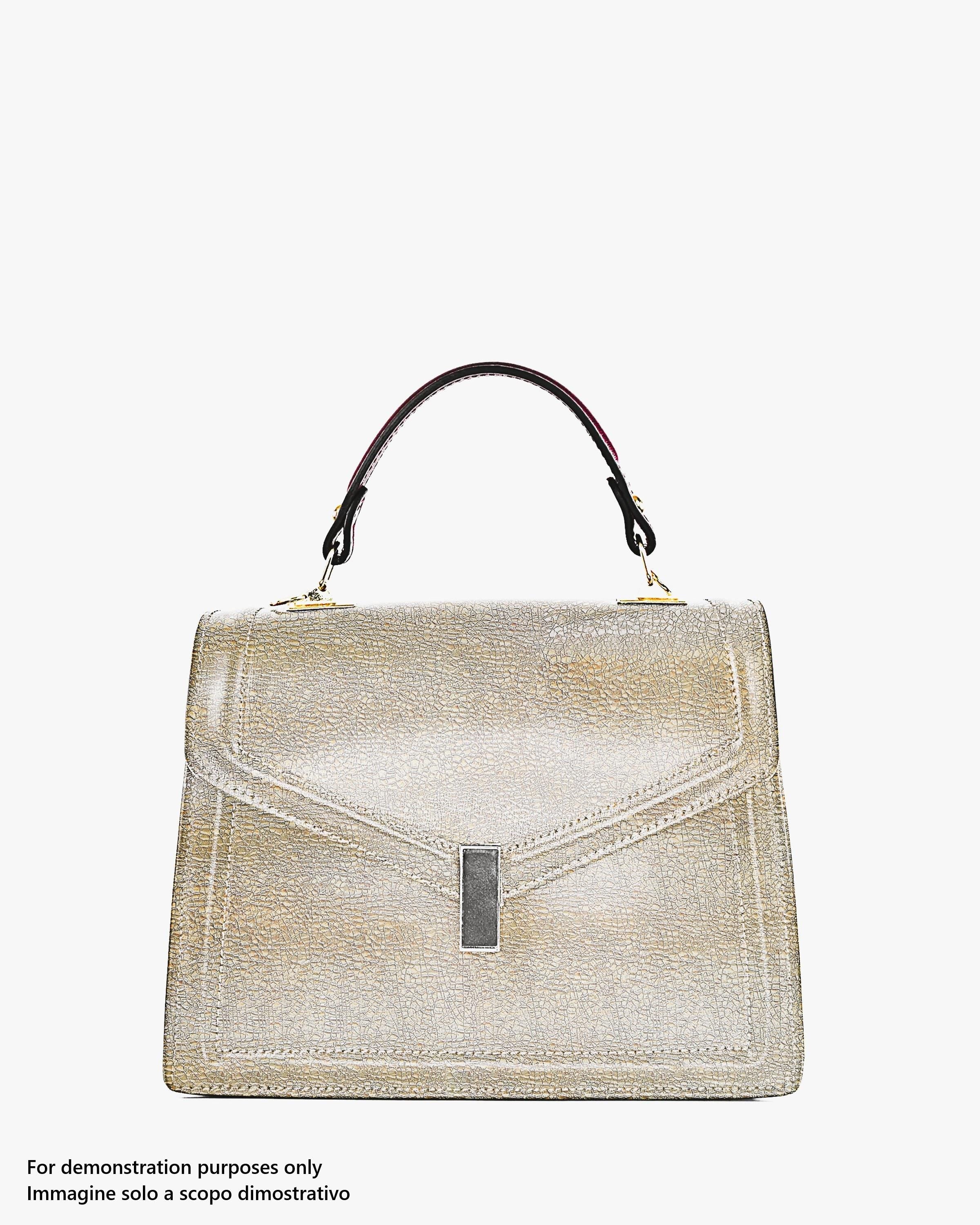 Light gold HOLOGRAPHIC leather skin, CRACKLED printed metallic goatskin, metallic soft hide for diy projects B17256-MT(st) La Garzarara