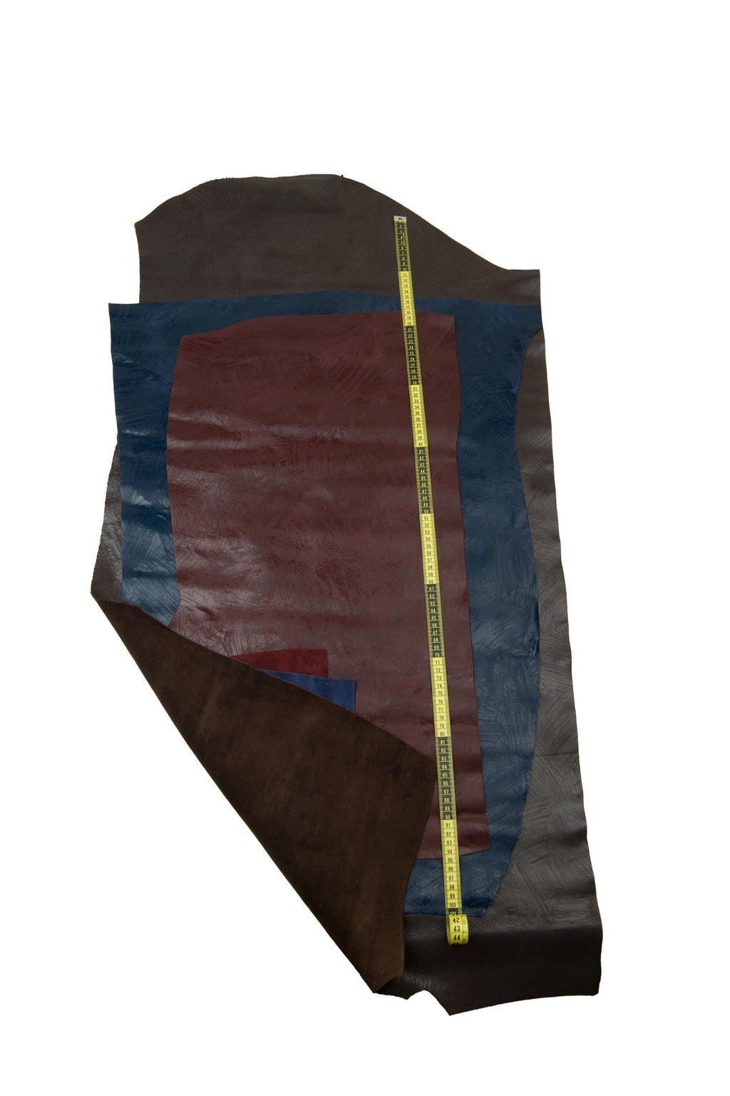 Worn effect leather hide,Burgundy, blue, brown CRACKLED leather, VINTAGE cowhide, distressed cow skin B18098-VT La Garzarara