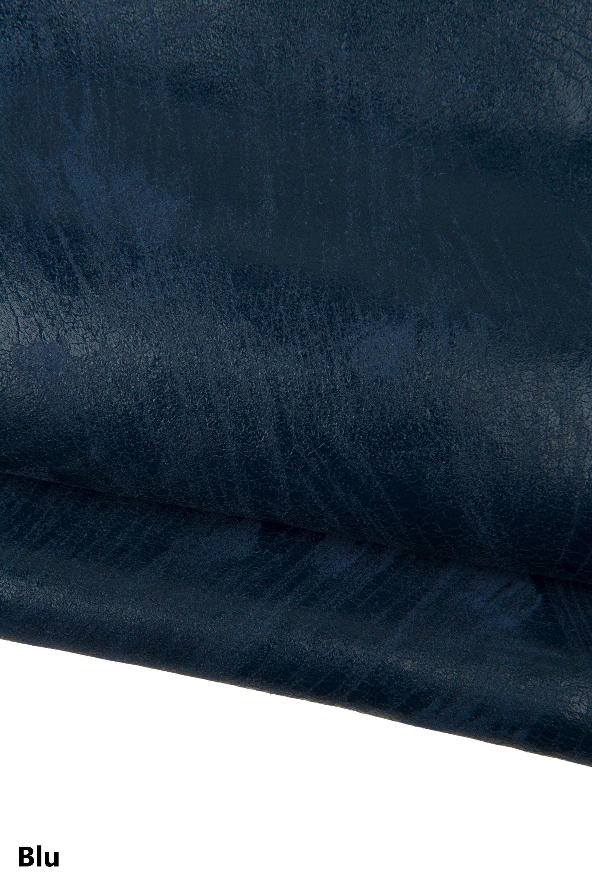 Worn effect leather hide,Burgundy, blue, brown CRACKLED leather, VINTAGE cowhide, distressed cow skin B18098-VT La Garzarara