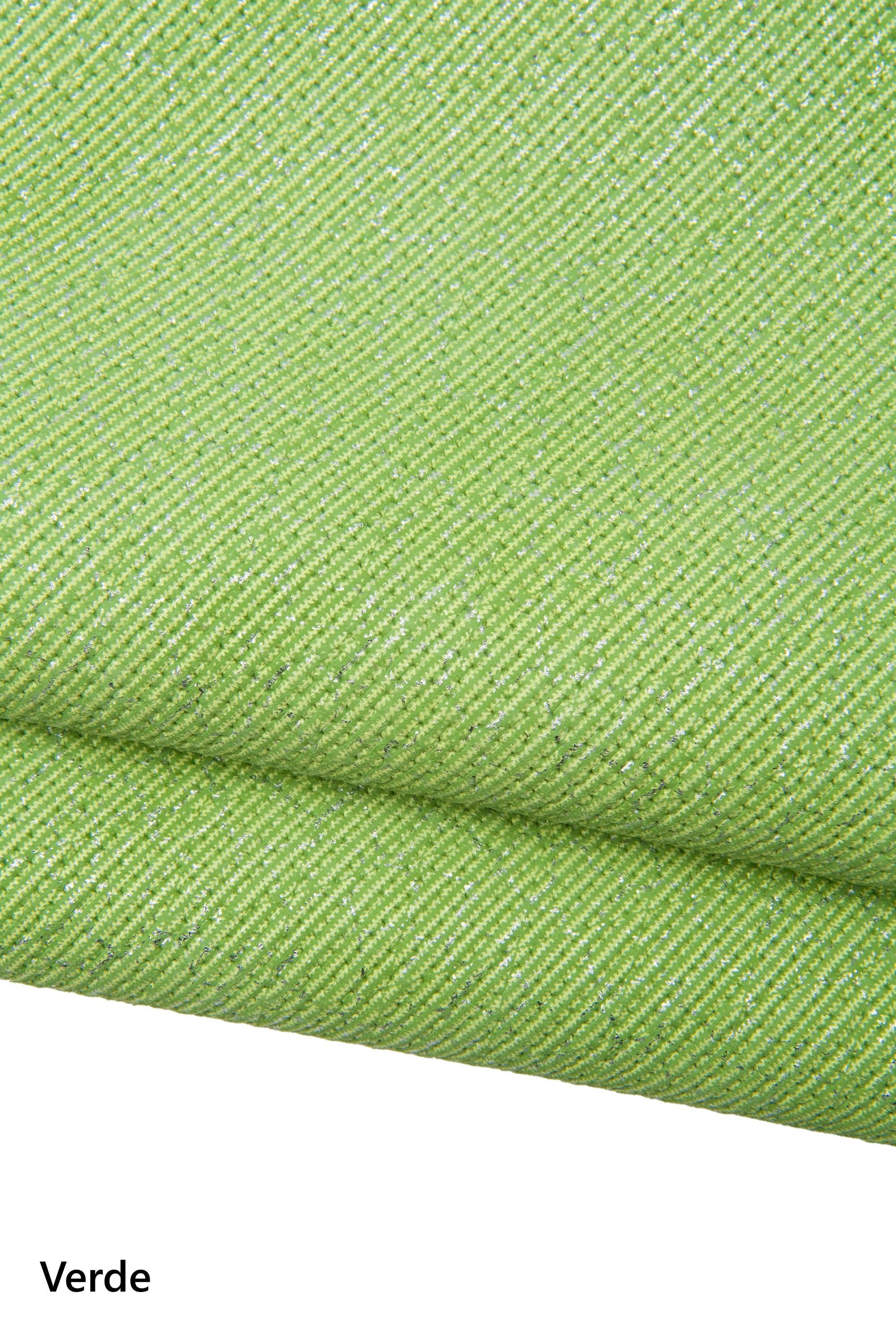 Woven Hemp Look Leather skin, Fabric Texture Designer Leather, colorful soft textured hides for crafts B18104-MT La Garzarara