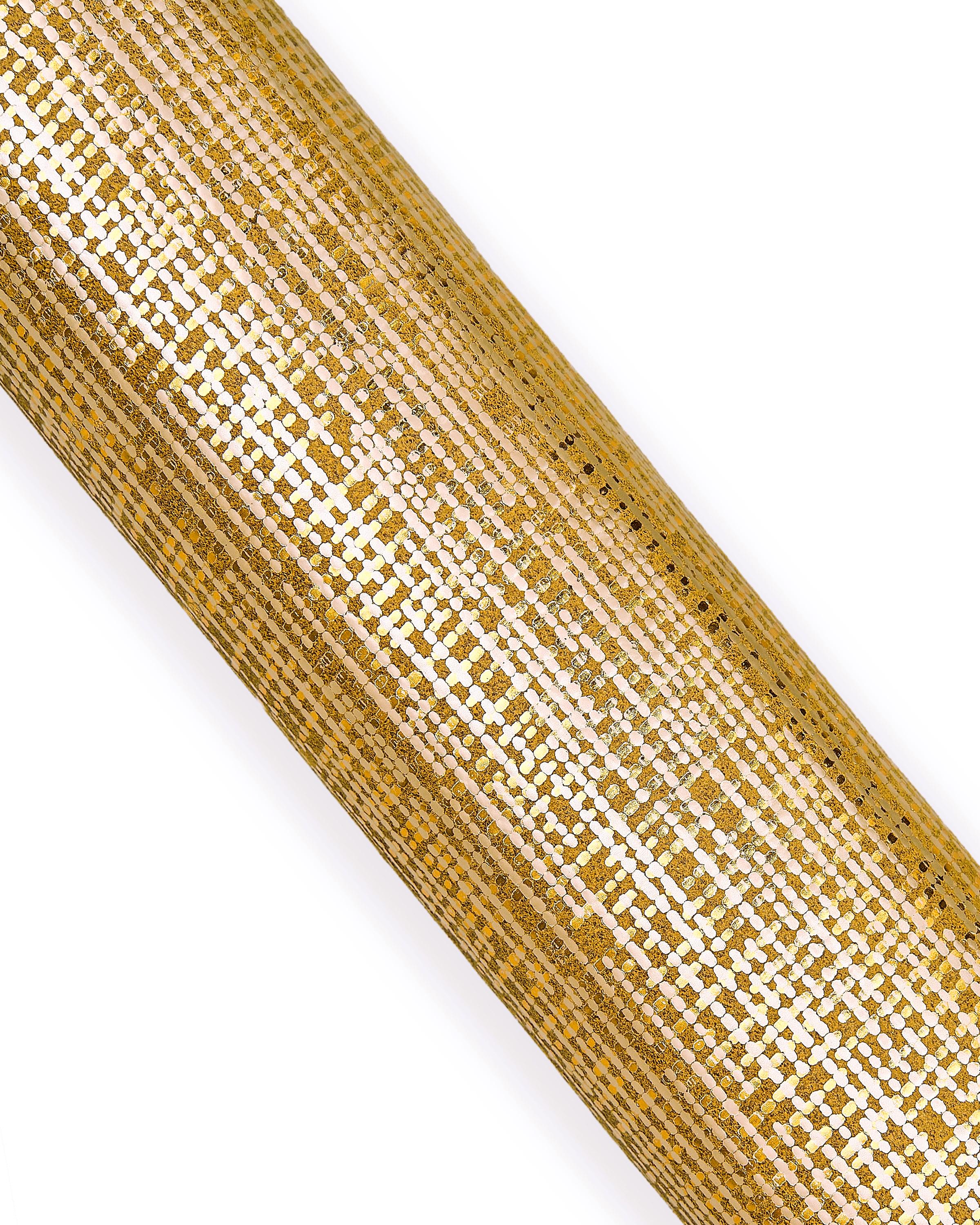 Gold Tweed Effect Leather Hide, Bouclé Texture Leather, Chanel Inspired Designer Leather B18068-MT La Garzarara