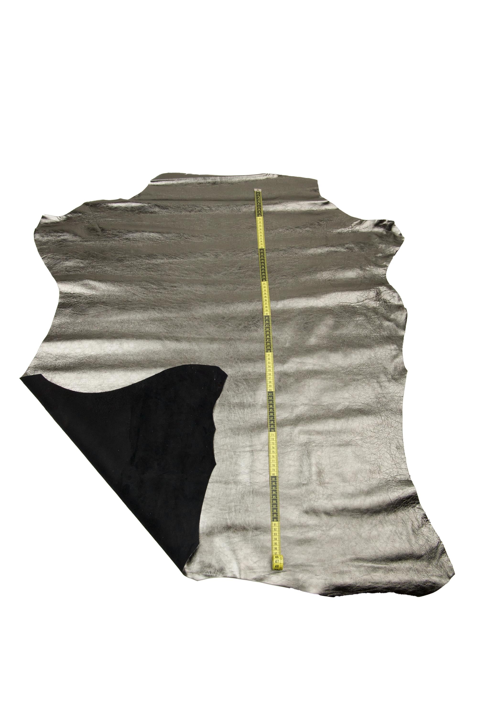 Black Patent Leather Hide, Gunmetal Glossy finish skin, metallic Shiny hide for Bags,B18122-MT La