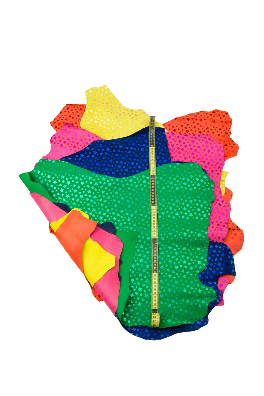 STAR printed leather skin, blue, orange, green, fuxia, yellow iridescent METALLIC suede goatskin B17803-MT(st) La Garzarara