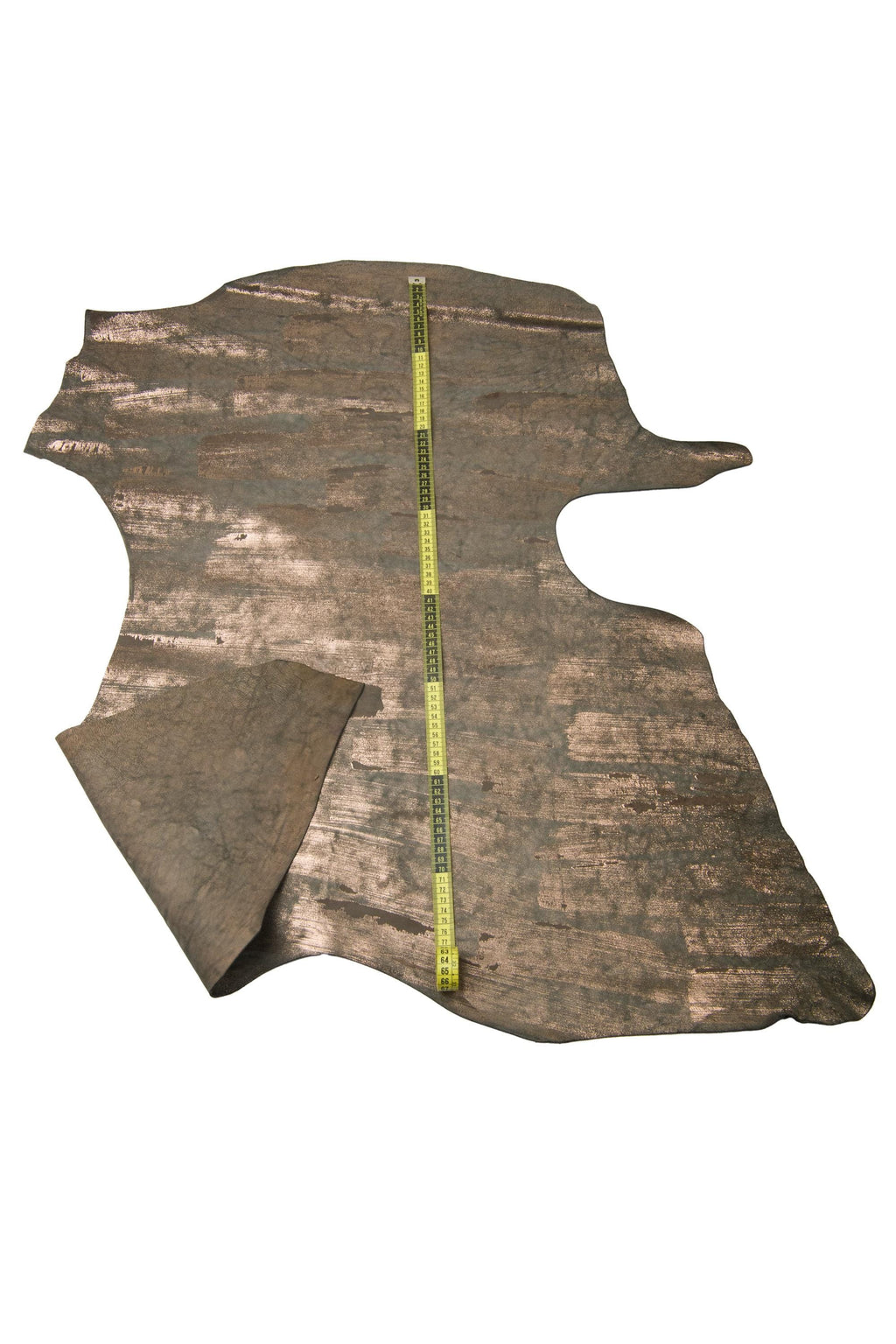 Grey bronze leather skin, METALLIC strokes print on SUEDE goatskin, sporty soft hide B18121-MT(st) La Garzarara