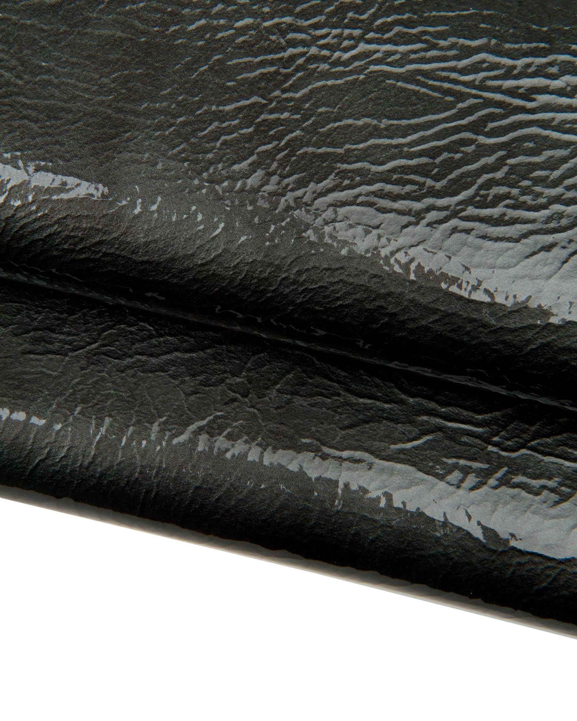 Glossy grey patent lambskin leather SKIN, soft naplak lamb leather for bags and accessories, shiny hide B17946-TU La Garzarara