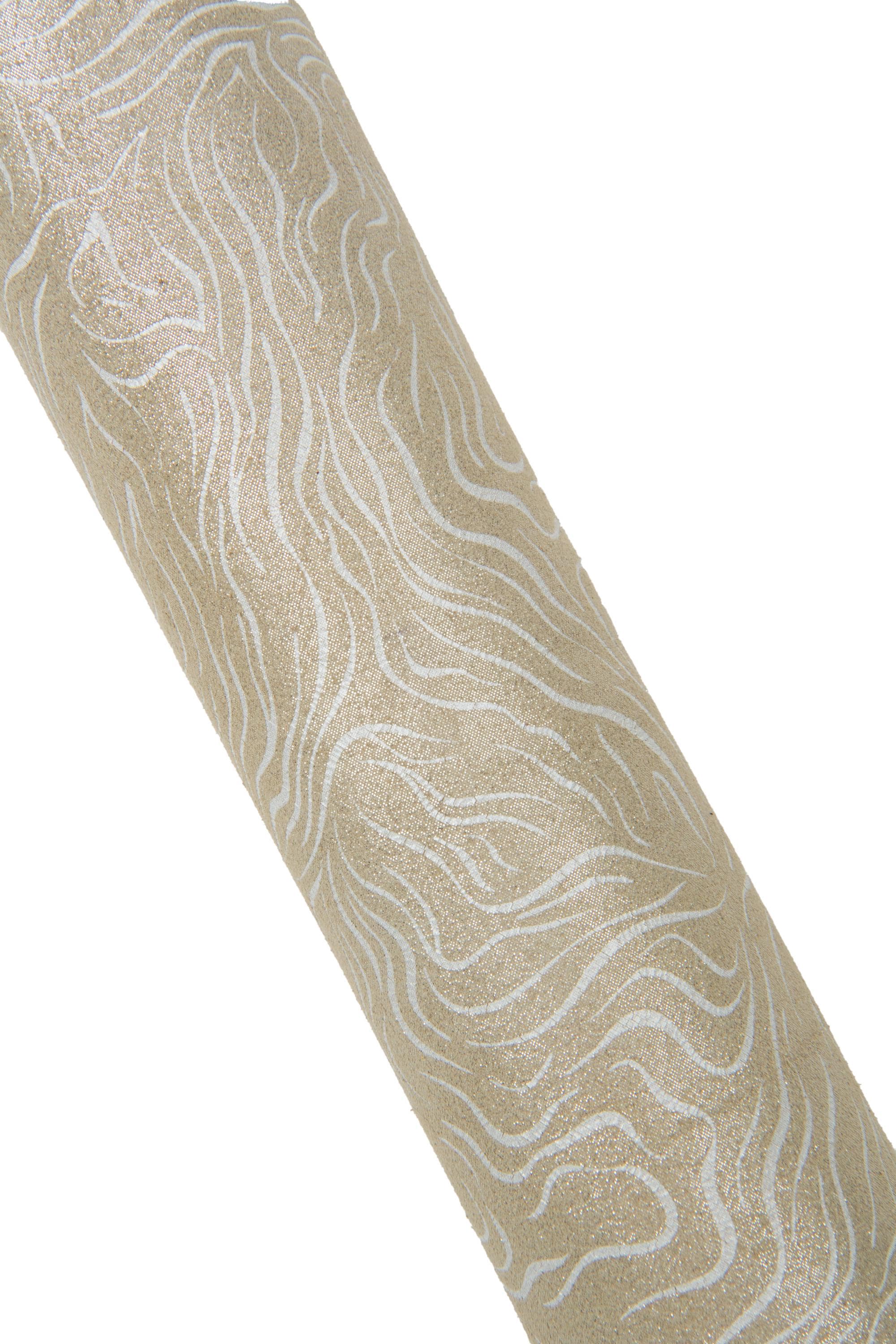 Print metallic suede leather hide, ZEBRA textured cowhide, abstract line patterned skin B18081-MT(st) La Garzarara