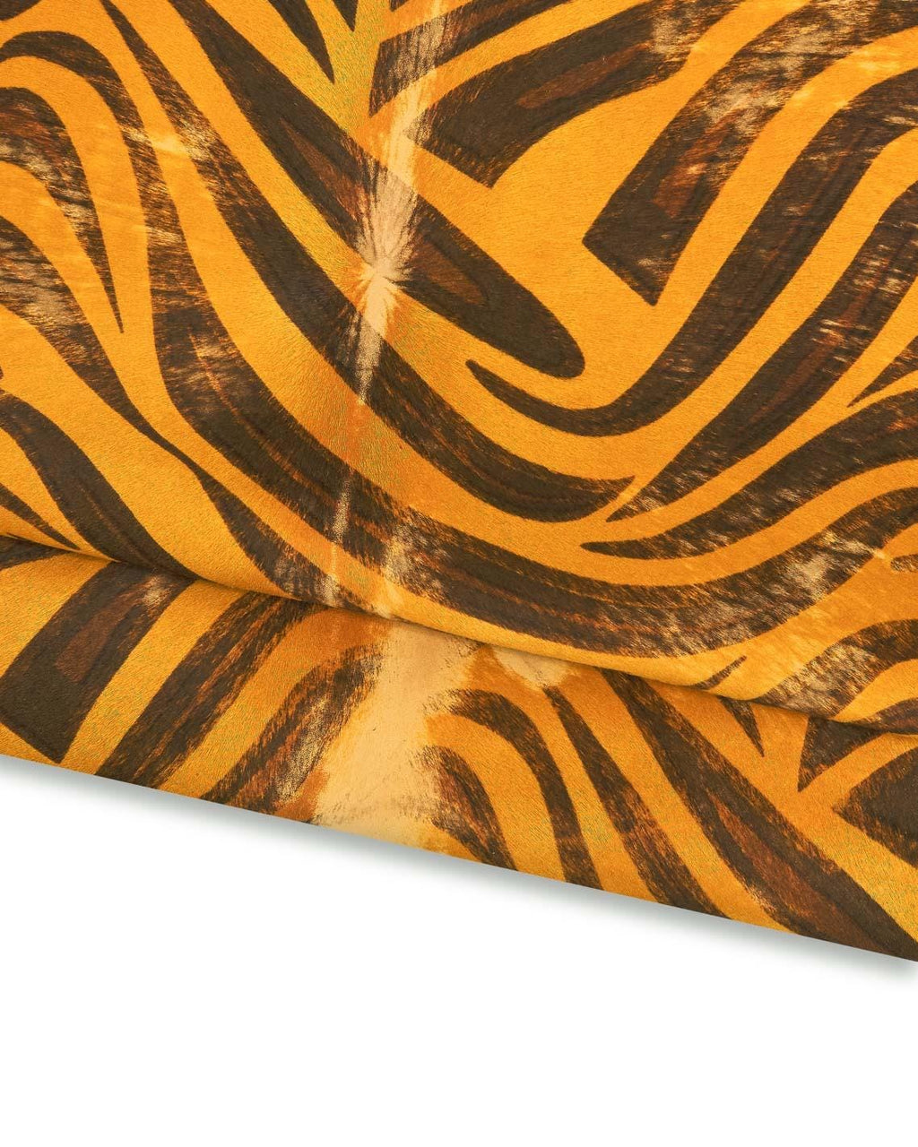 ZEBRA hair on leather hide, yellow - brown animal pattern on PONY calfskin, distressed bleached soft cowhide B17267-CV La Garzarara