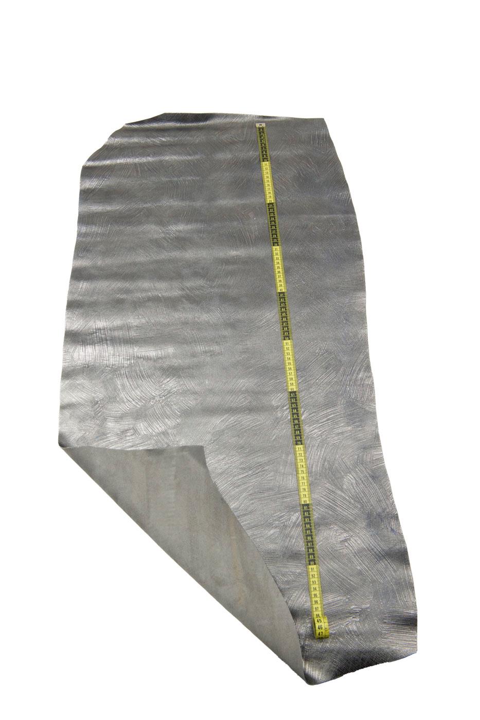 Aged Steelmetal leather hide, CRACKLED METALLIC cowhide, dark grey sporty soft calfskin 1.3 - 1.4 mm B18102-MT(st) La Garzarara