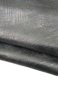 Aged Steelmetal leather hide, CRACKLED METALLIC cowhide, dark grey sporty soft calfskin 1.3 - 1.4 mm B18102-MT(st) La Garzarara