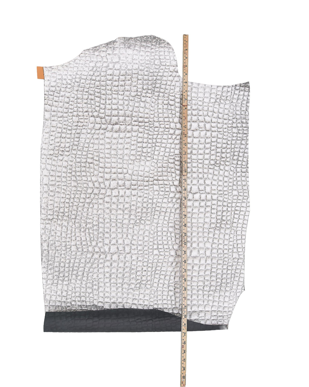 Silver white CROCODILE embossed leather hide, metallic GLITTER cowhide, elegant calfskin medium softness B18153-MT(st) La Garzarara