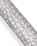Silver white CROCODILE embossed leather hide, metallic GLITTER cowhide, elegant calfskin medium softness B18153-MT(st) La Garzarara