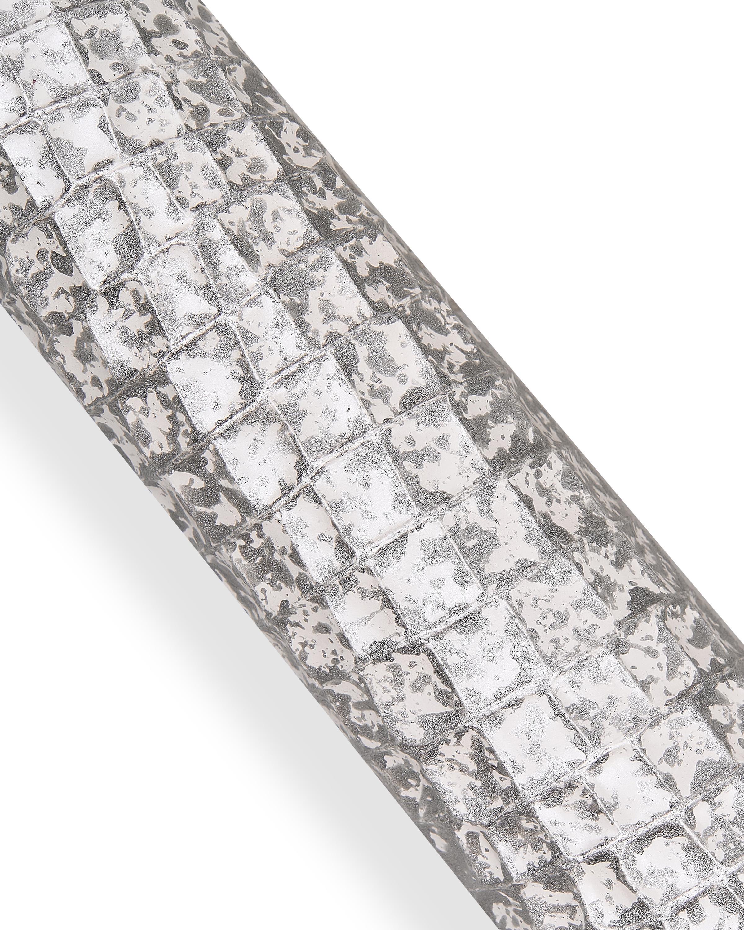 Silver white CROCODILE embossed leather hide, metallic GLITTER cowhide, elegant calfskin medium softness B18153-MT(st) La Garzarara