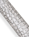 Silver white CROCODILE embossed leather hide, metallic GLITTER cowhide, elegant calfskin medium softness B18153-MT(st) La Garzarara