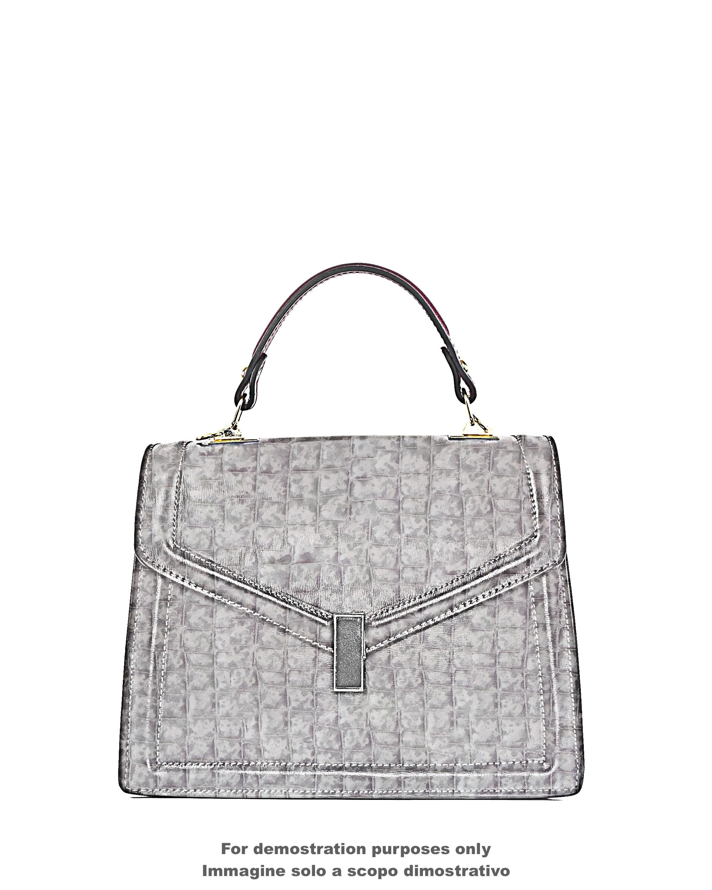 Silver white CROCODILE embossed leather hide, metallic GLITTER cowhide, elegant calfskin medium softness B18153-MT(st) La Garzarara