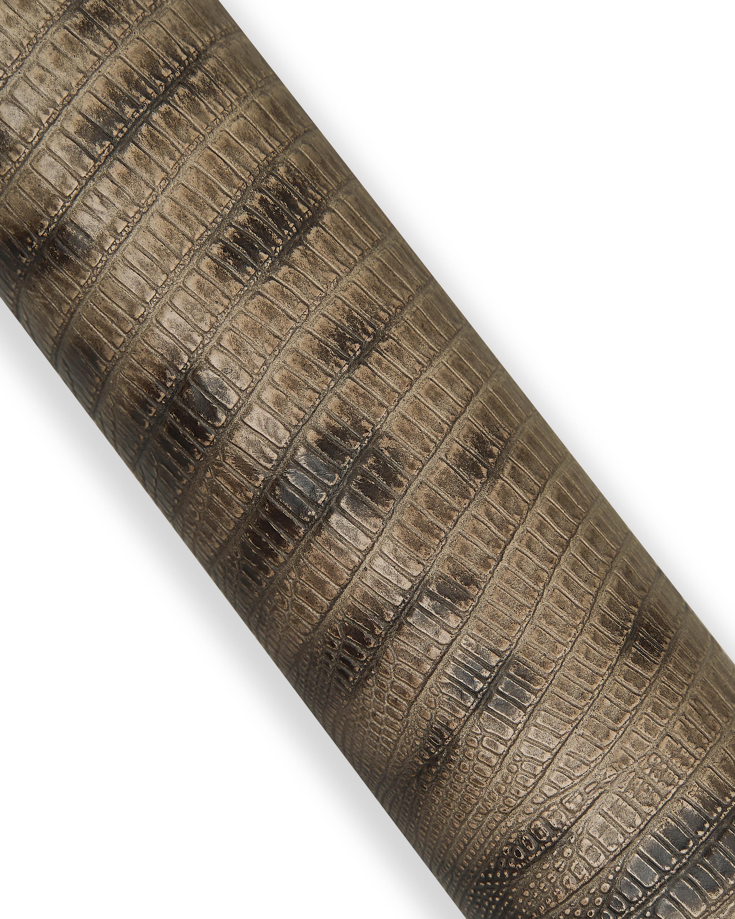 LIZARD printed leather hide, brown grey animal printed cowhide, reptile pattern on soft semi-glossy calfskin B18061-ST La Garzarara